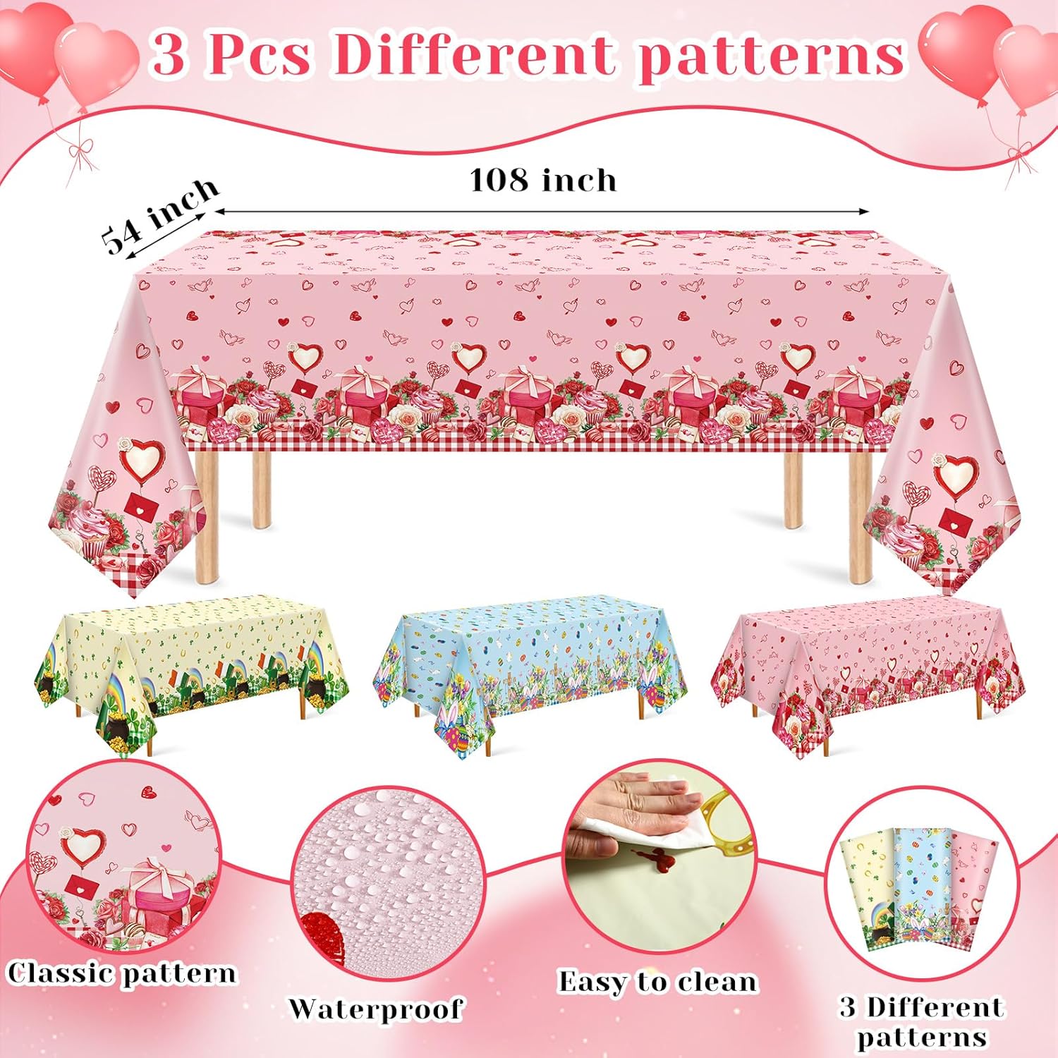 Oudain 3 Pcs St Patricks Day Tablecloth Set