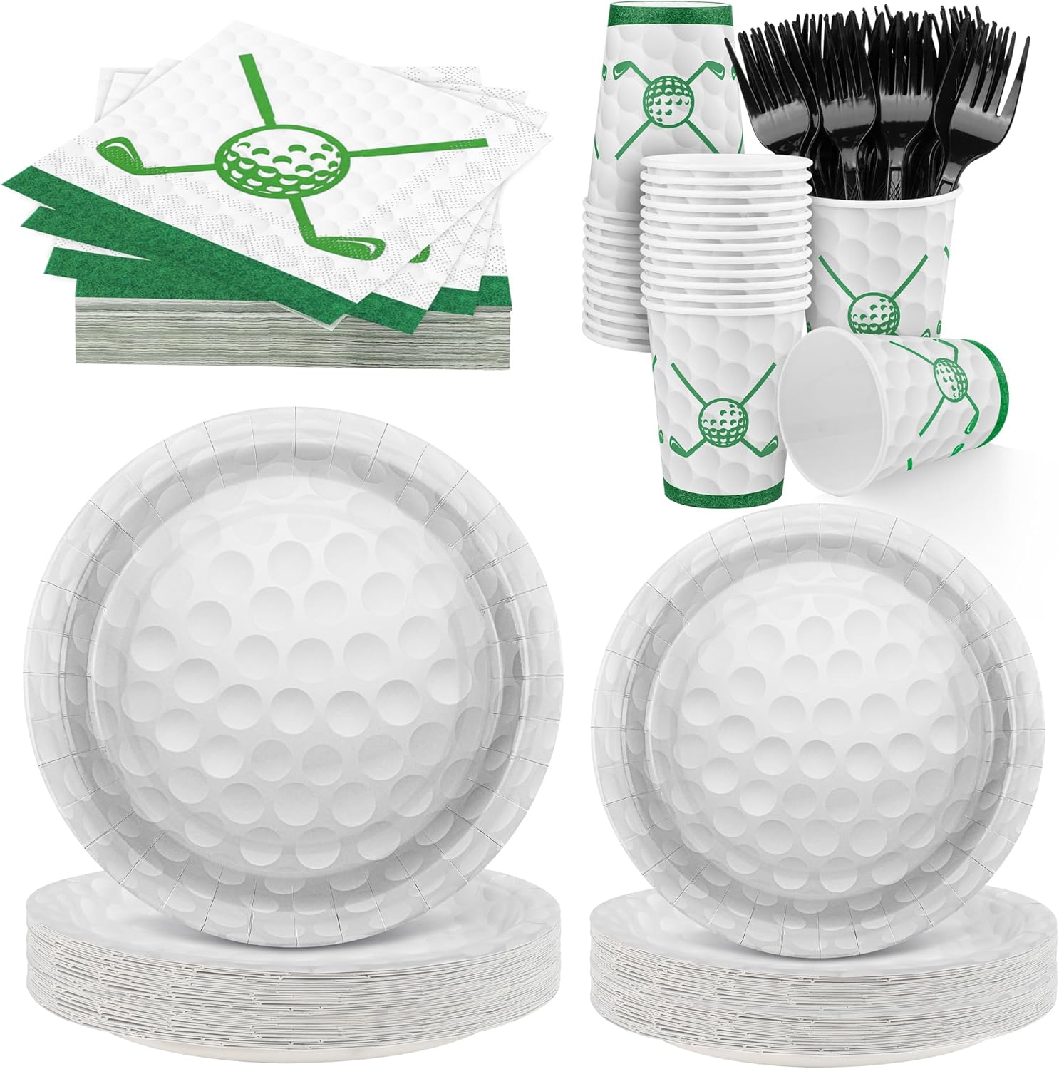 Durony 144 Piece Golf Party Set Plates Cups Napkins
