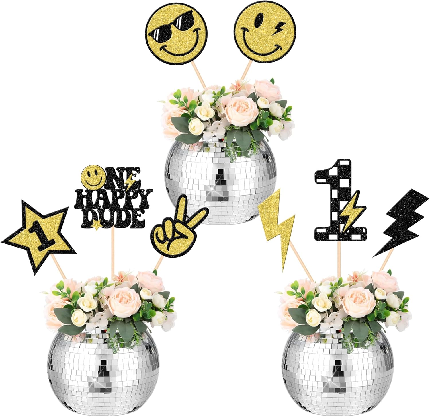 16 pcs Happy Dude Centerpiece Sticks Birthday Party Decor