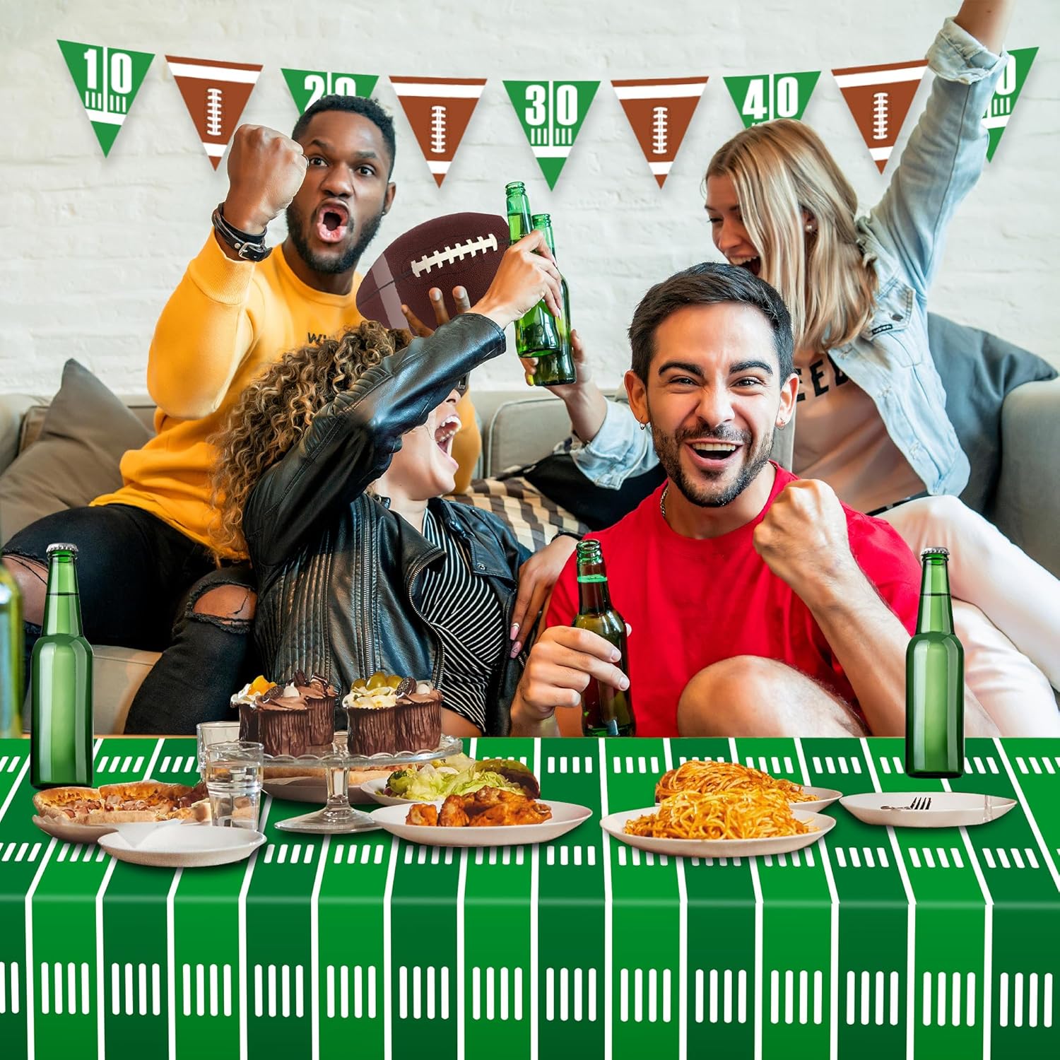 TATAUP Football Party Decorations Tablecloth 54x108 Inch 4 Pack