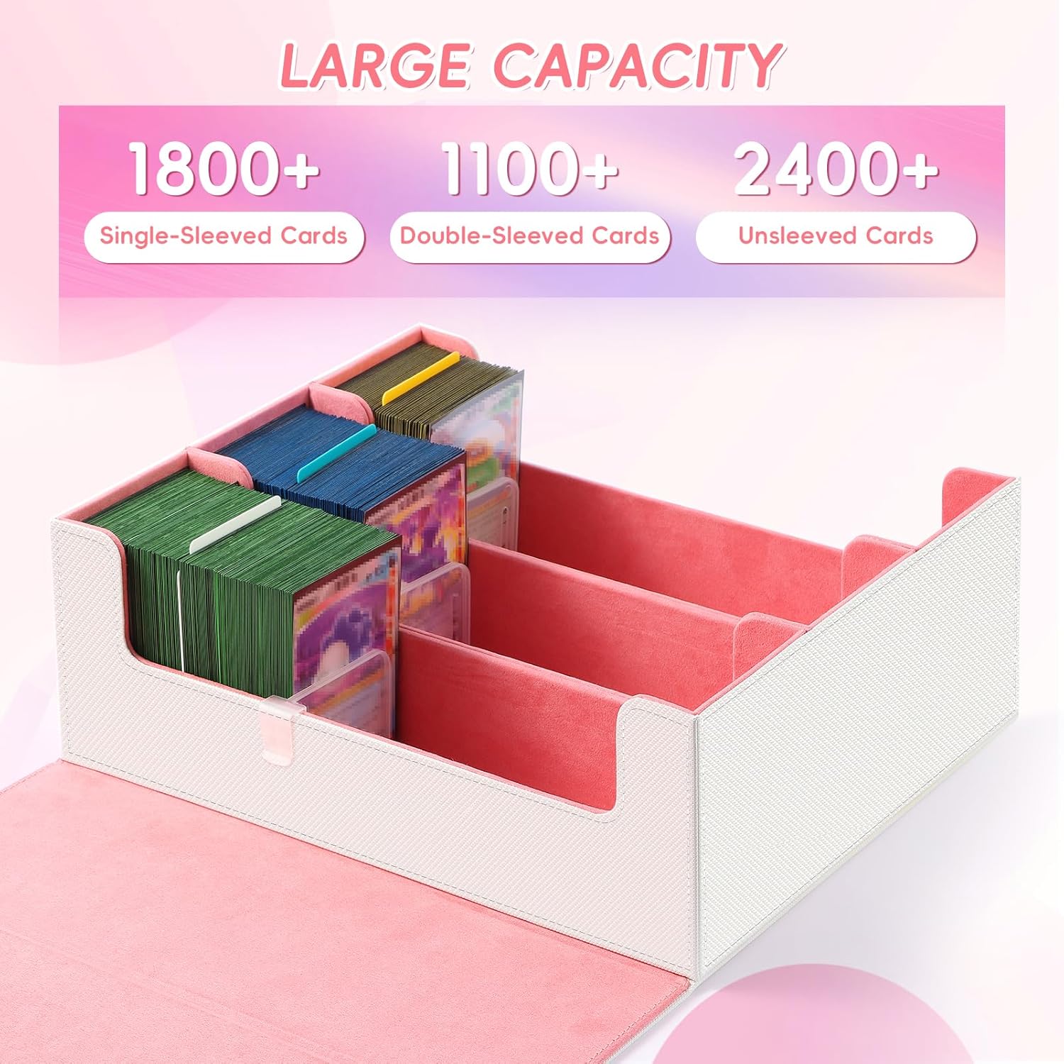 CLOKORIA Card Storage Box with 12 Dividers and 3 Supporters