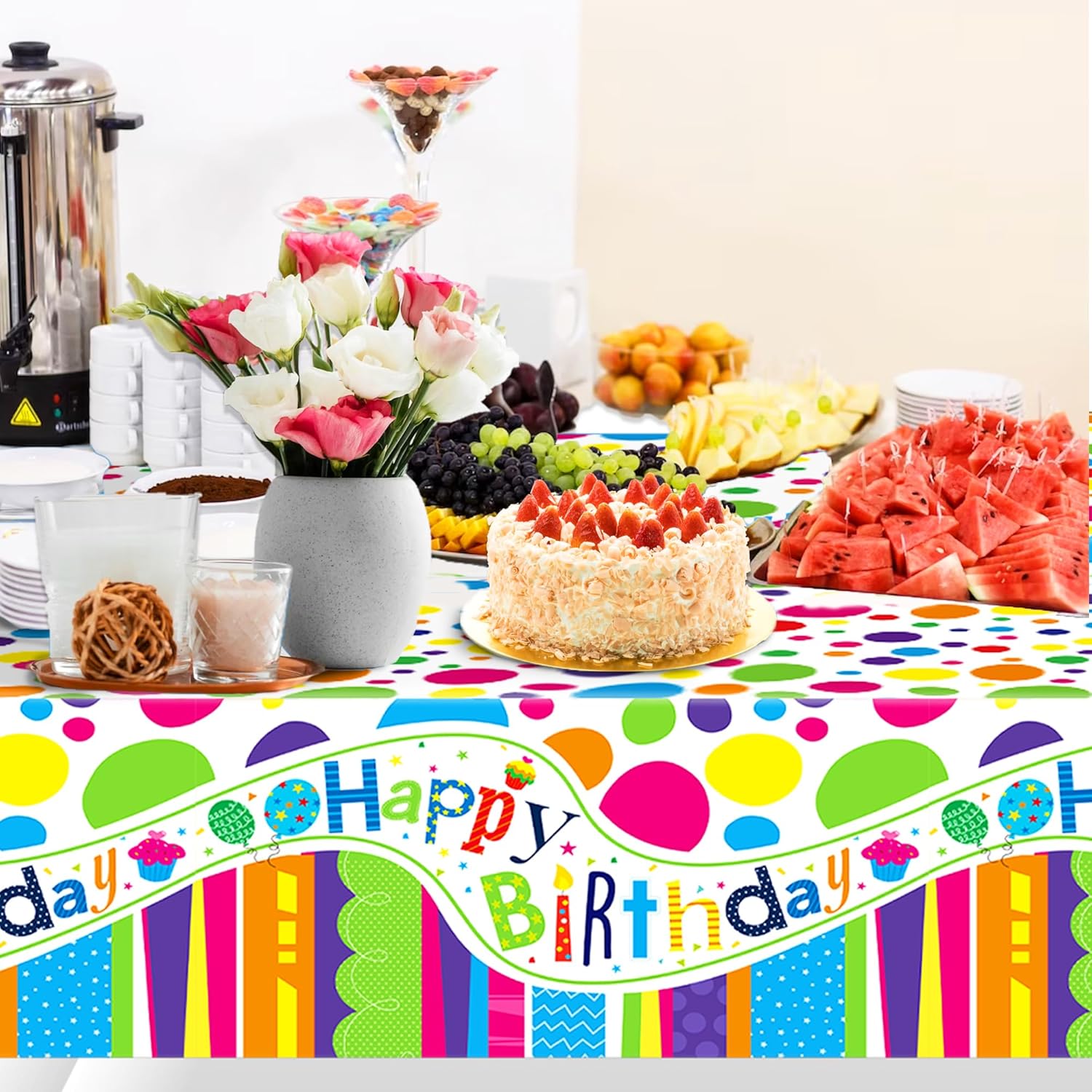 Adirasenotek 3Pcs Birthday Tablecloth Decorations