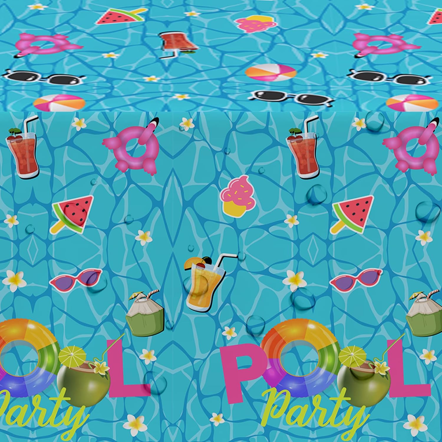 Pool Party Decorations Tablecloth 3-Pack 54x108 Inches