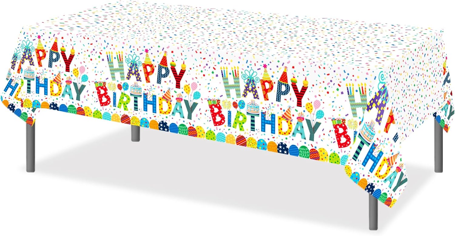 2Pcs Colorful Birthday Plastic Table Covers