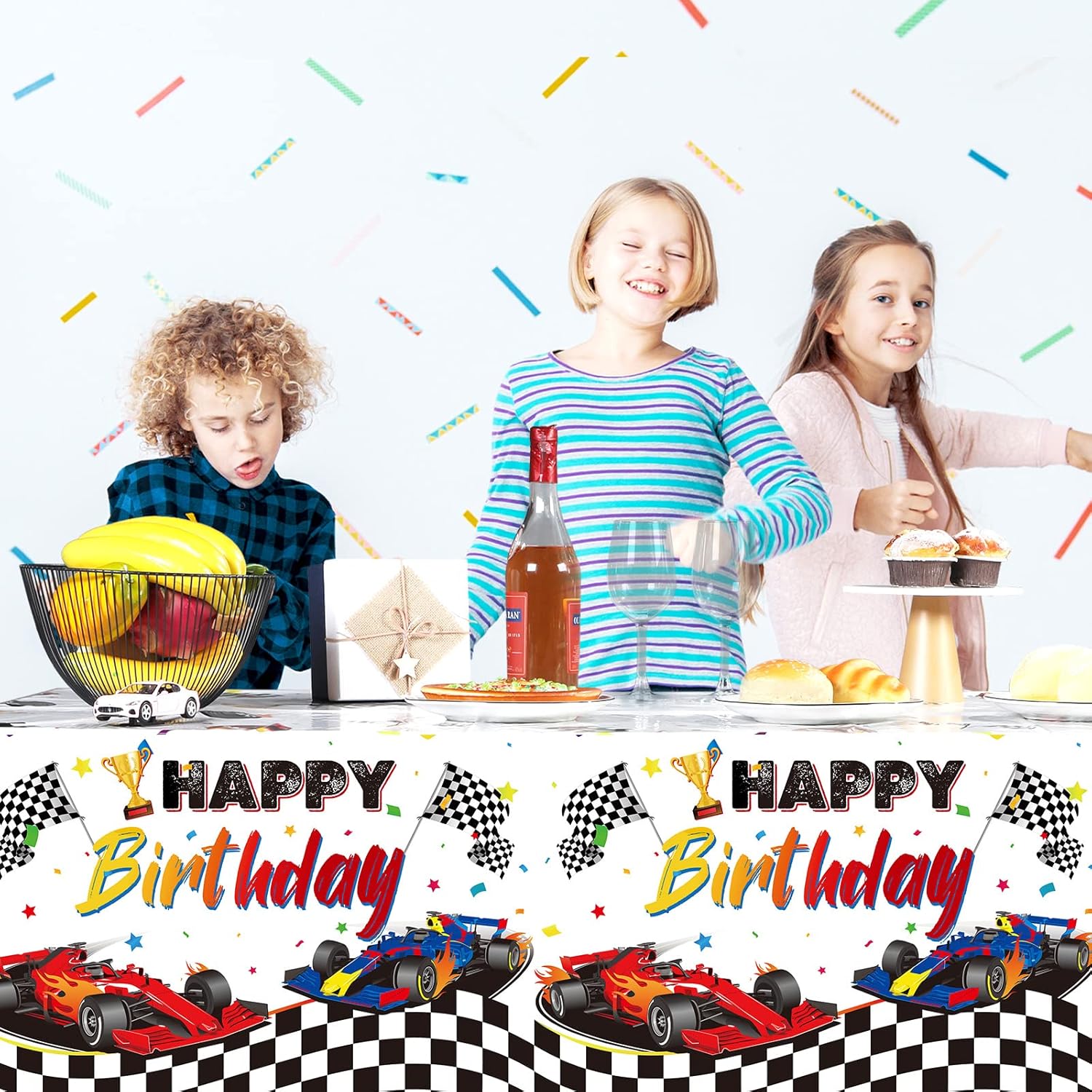 Tudomro 3Pcs Racing Car Tablecloth for Birthday Parties
