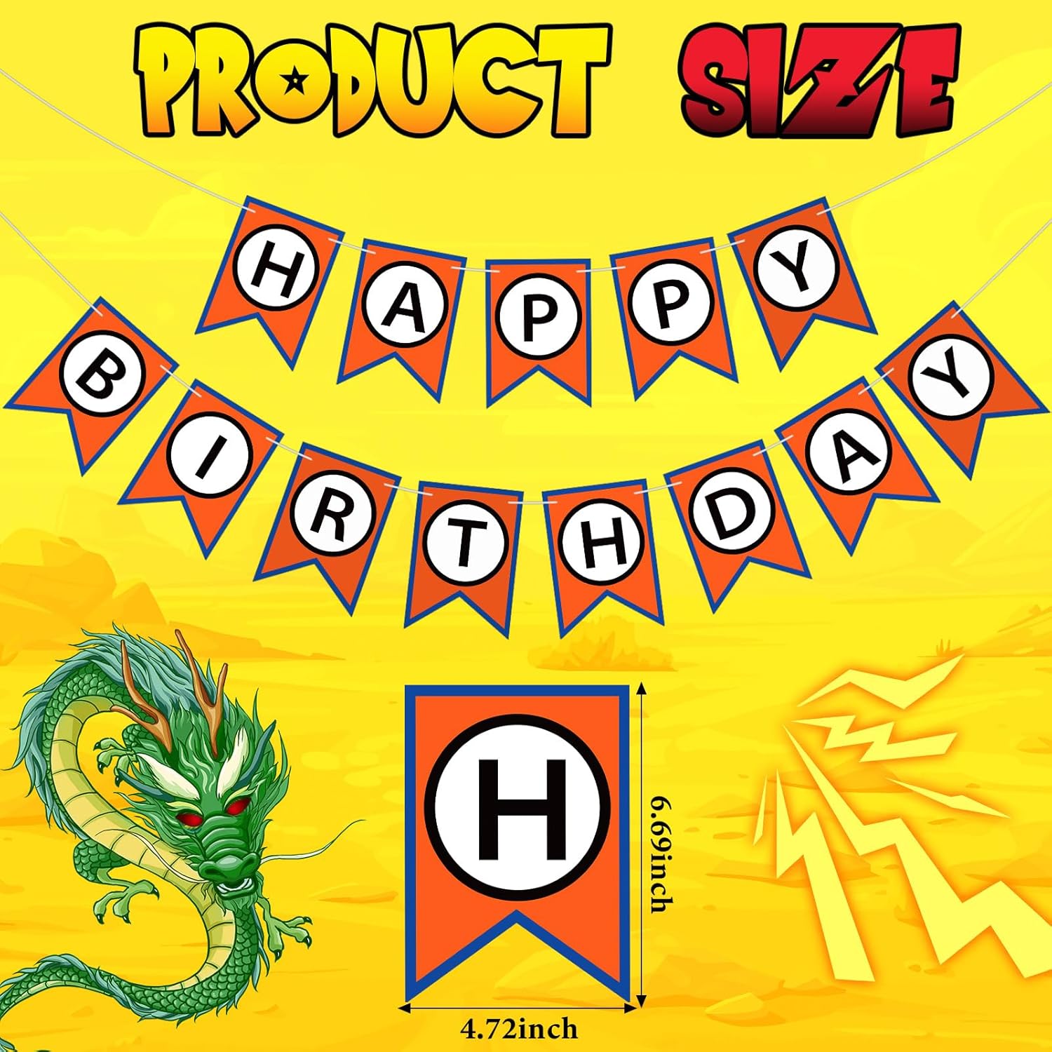 Anime Happy Birthday Bunting Banner Pre-Strung