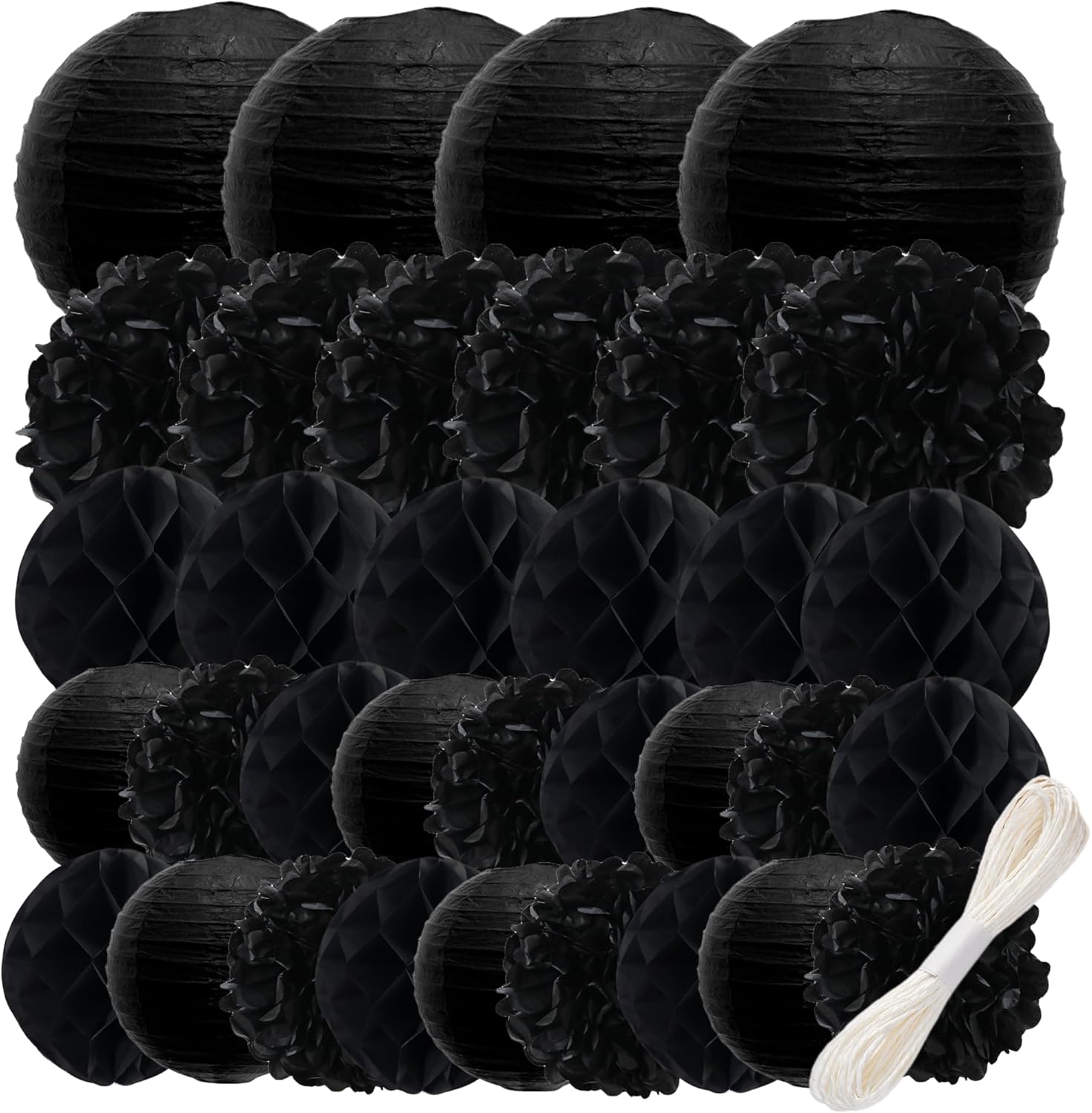 Wolhowltd Black Paper Decoration Set - 34 Pcs for Events