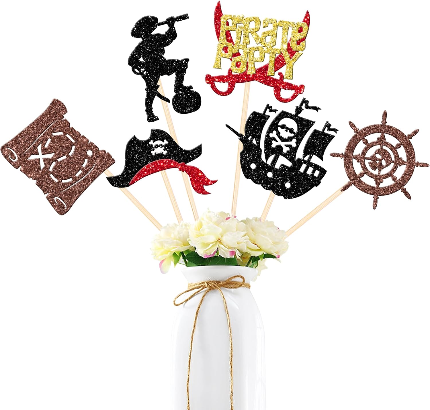 12 PCS Pirate Theme Centerpiece Sticks with Treasure Map
