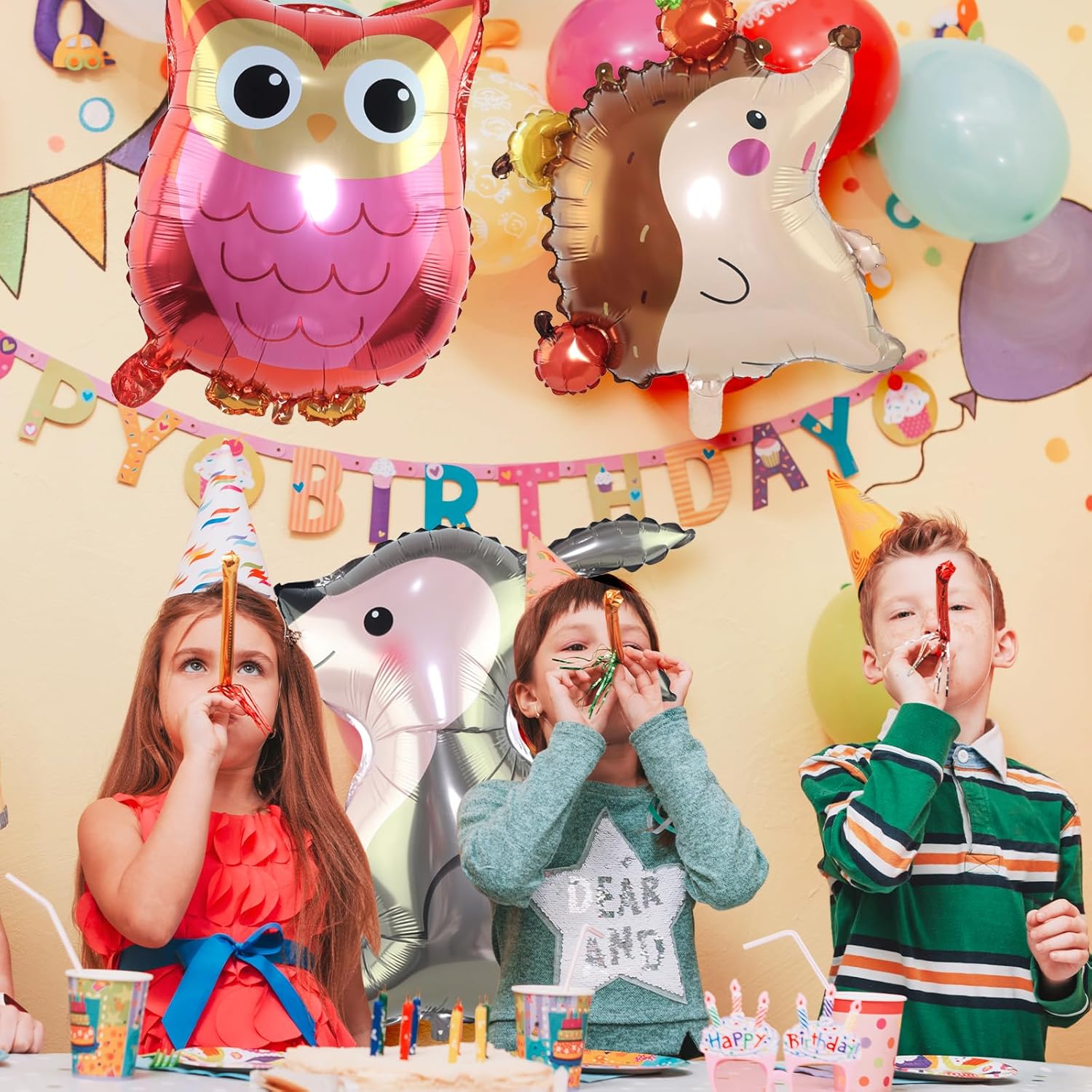 9pcs Jumbo Woodland Animal Balloon Set for Baby Shower and Birthday Party
