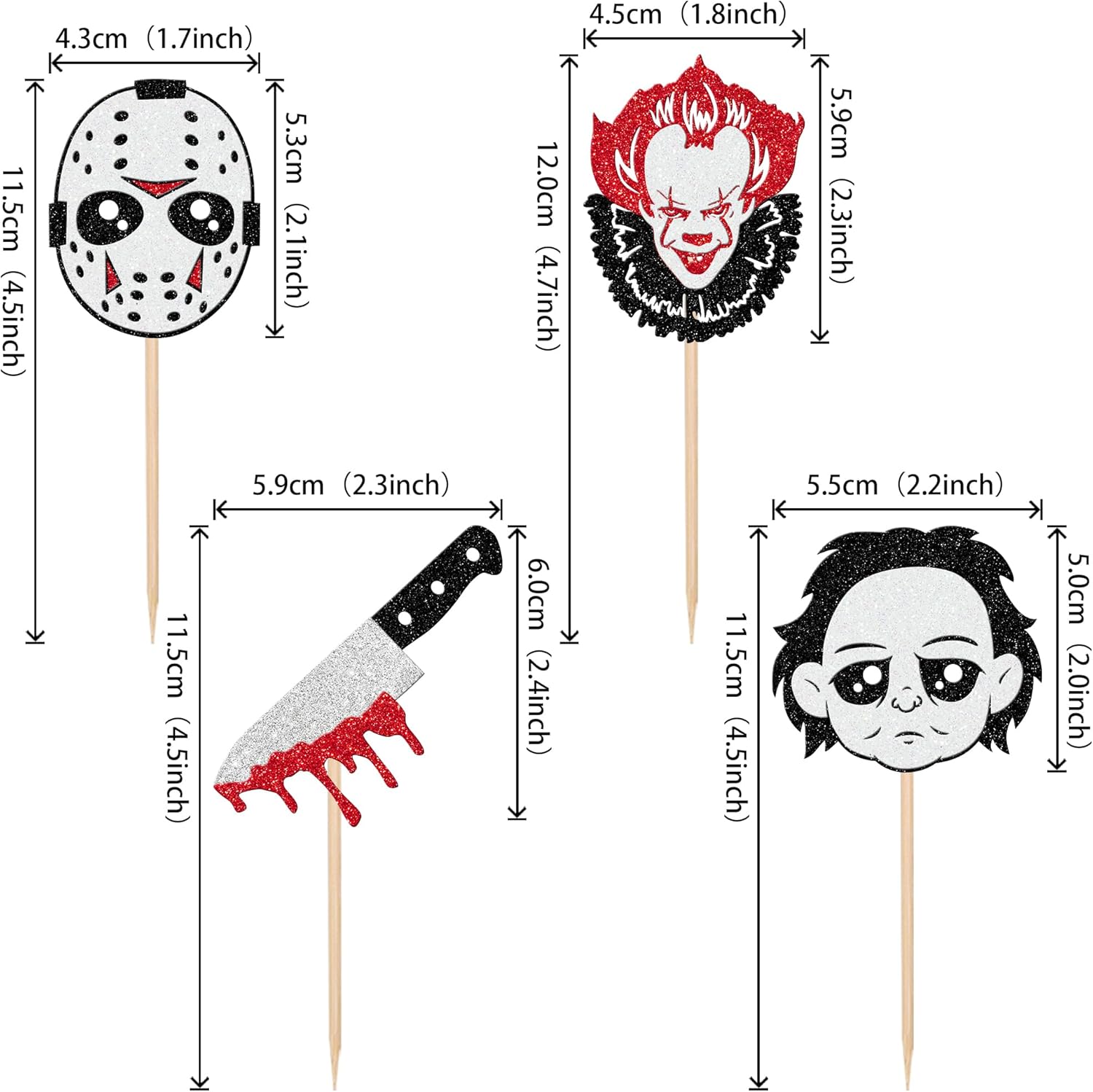 24 Pcs Halloween Horror Movie Cupcake Toppers