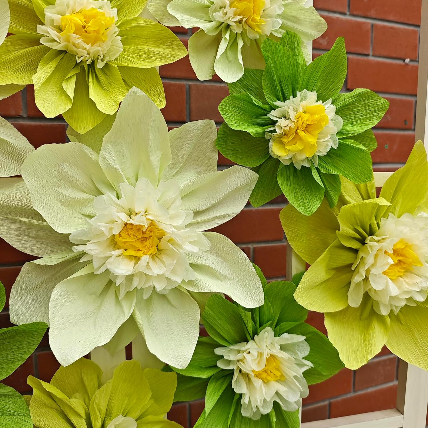 Mybbshower Crepe Paper Flowers Pack of 9 Green