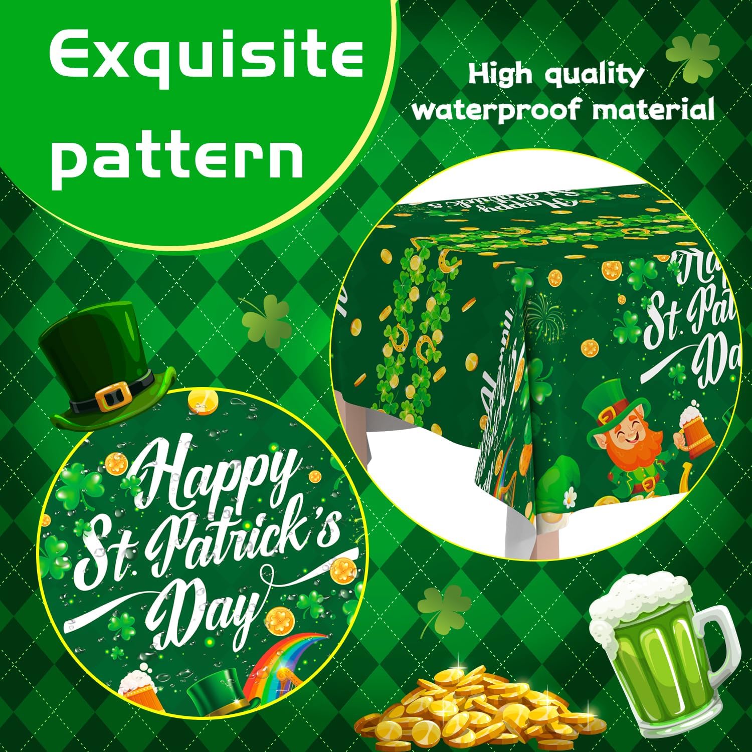 St Patricks Day Tablecloth Set 3pcs