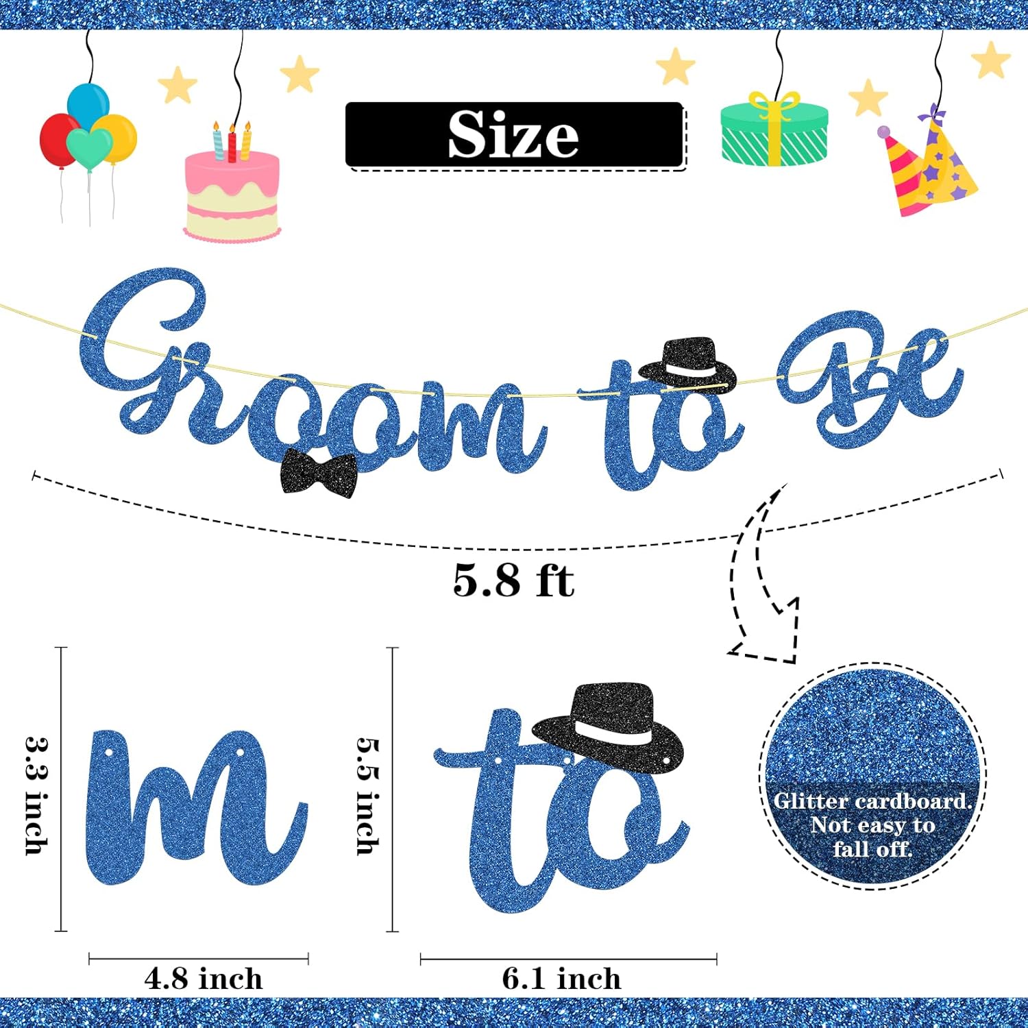 WeBenison Groom to Be Banner Blue Glitter