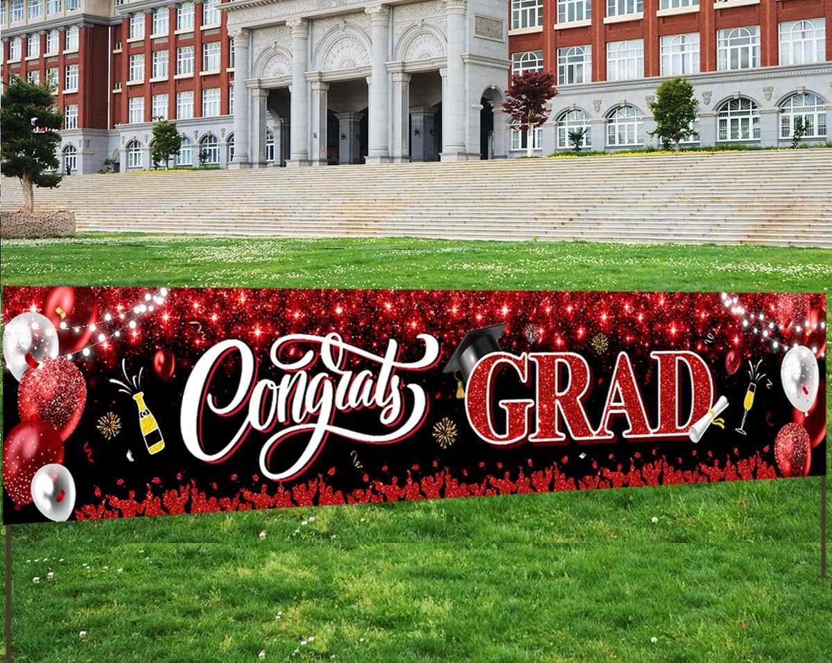 2025 Graduation Banner with Balloons and Champagne Design