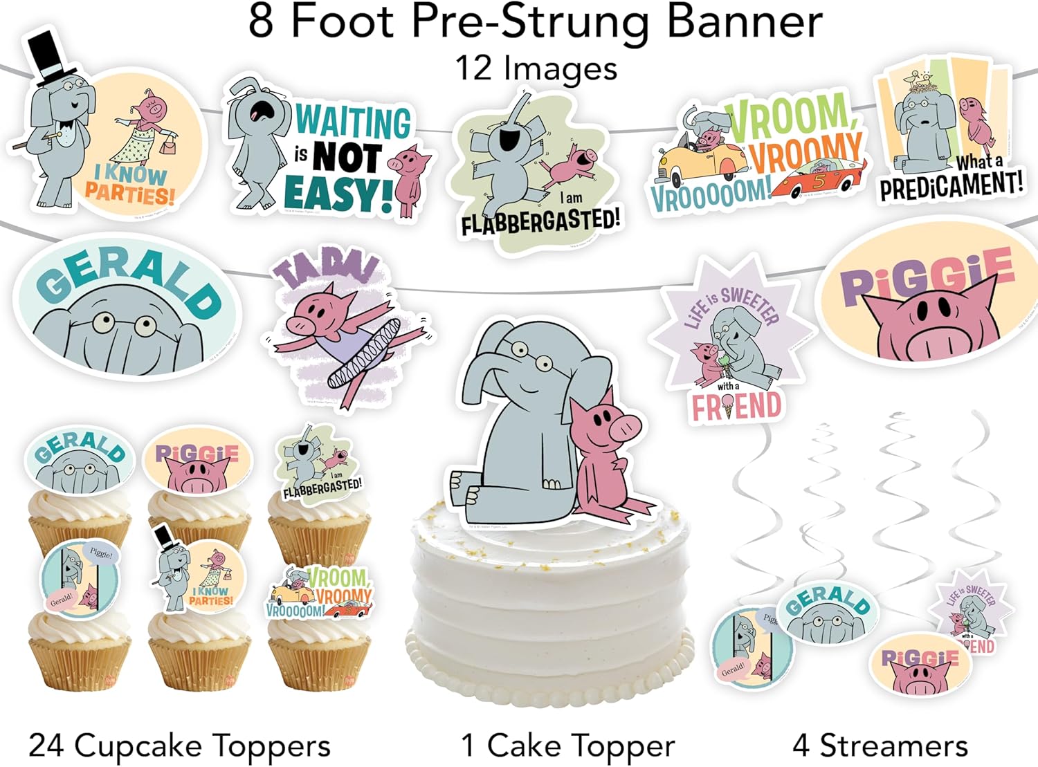 Elephant and Piggie Birthday Party Decor Set