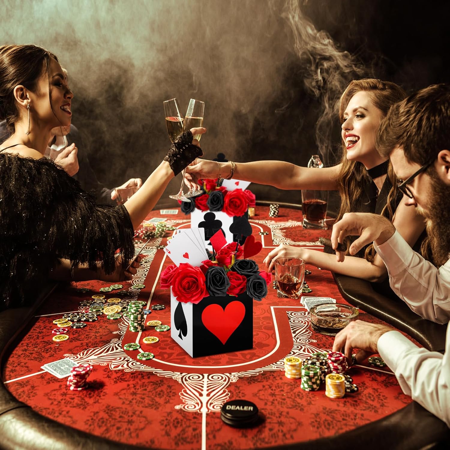 Casino Poker Favor Boxes Set 16 Pcs 6x6x6 Inch