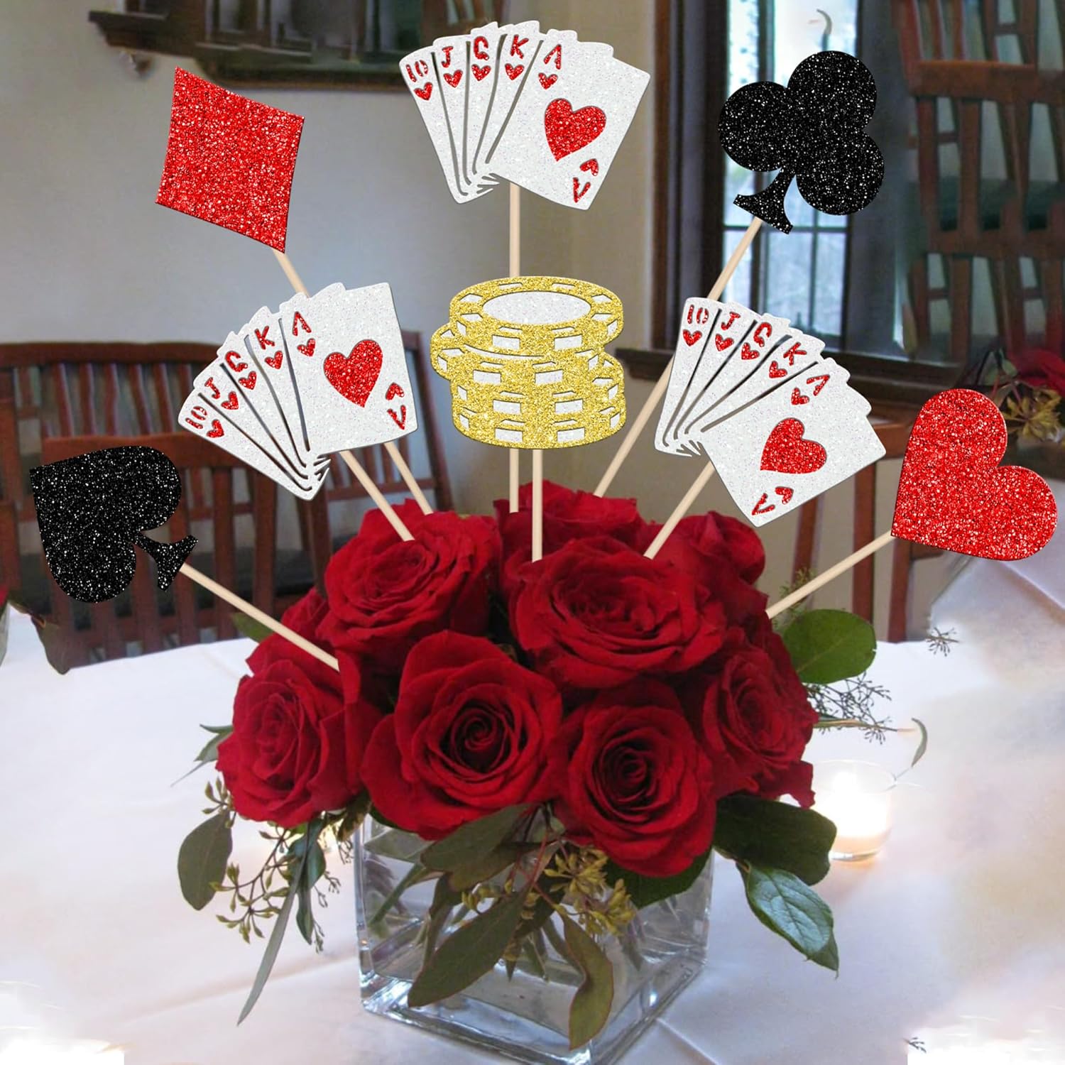 12PCS Casino Poker Centerpiece Sticks for Party Decorations