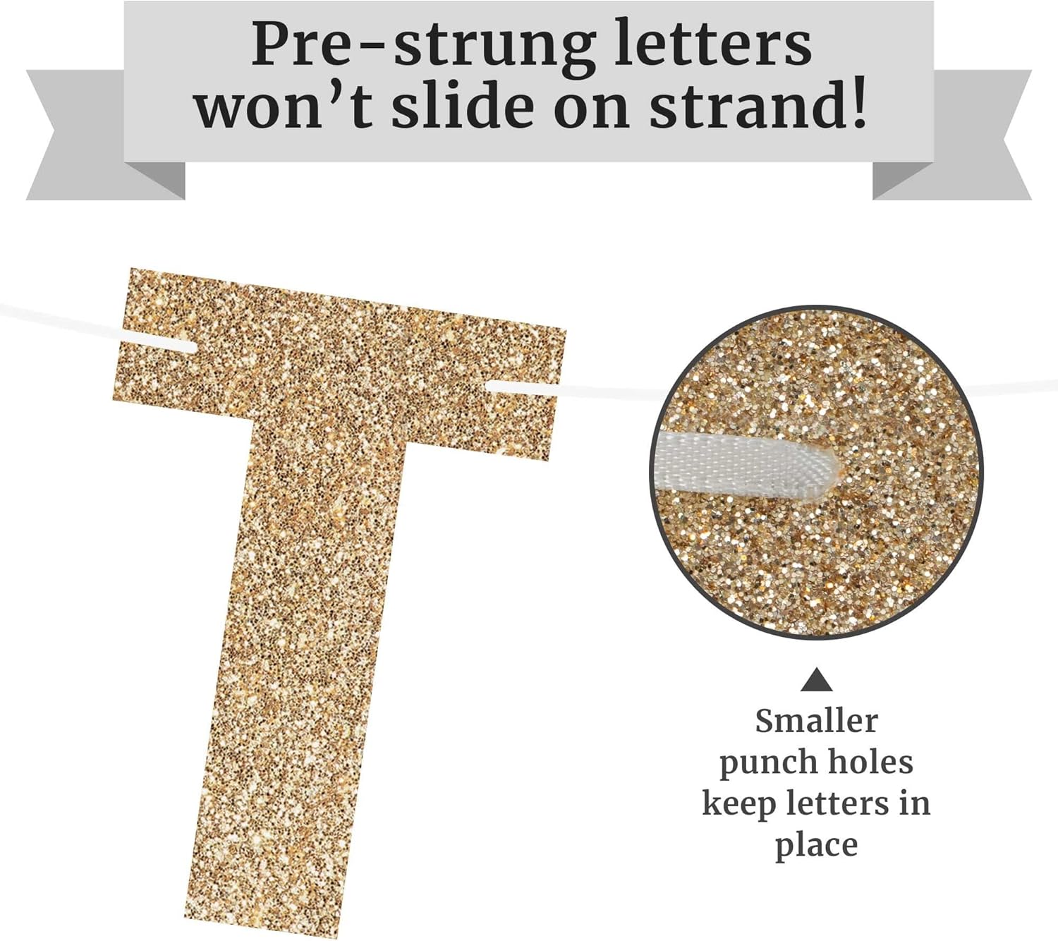 Perfect Occasion Pre-Strung Gold Glitter Happy Retirement Banner