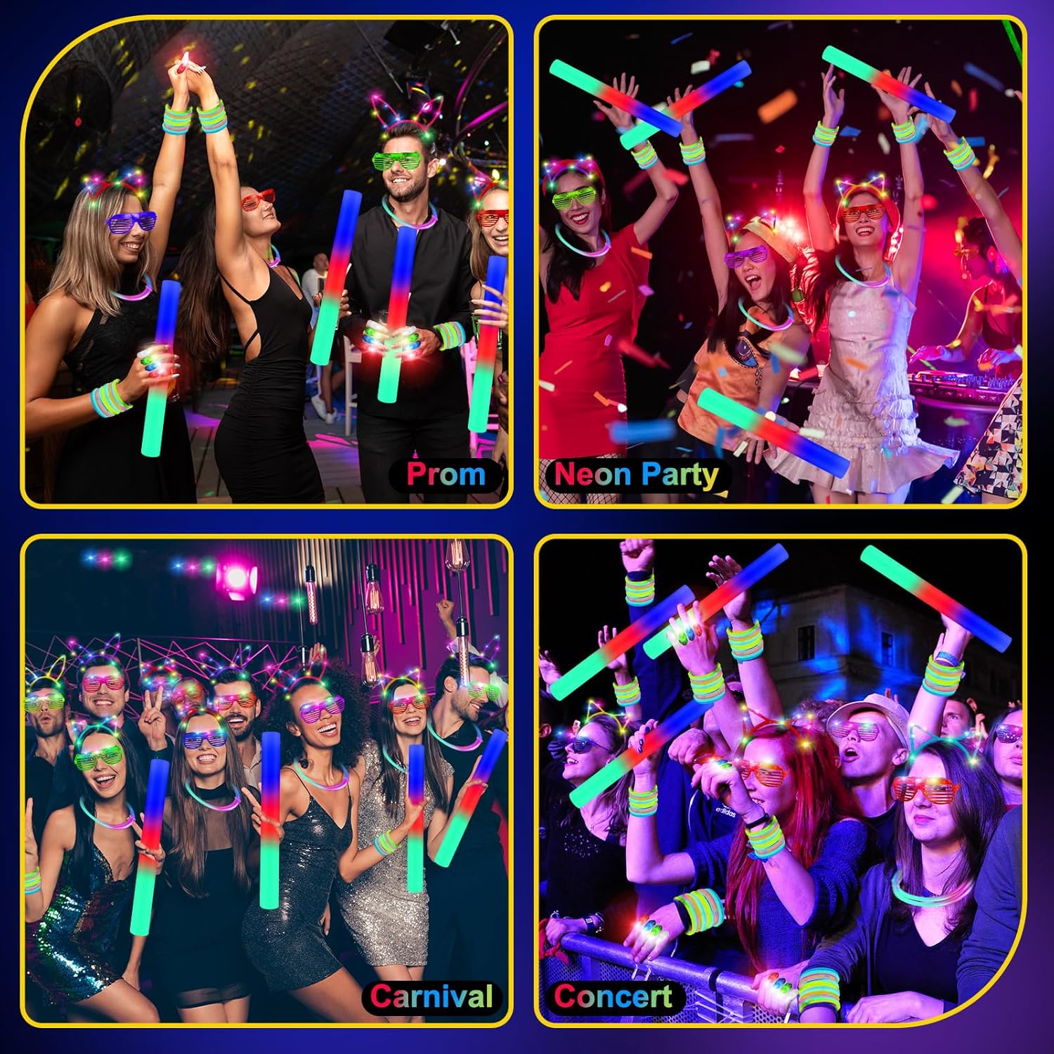 282 PCS Glow in the Dark Party Supplies for Wedding Birthday Concert