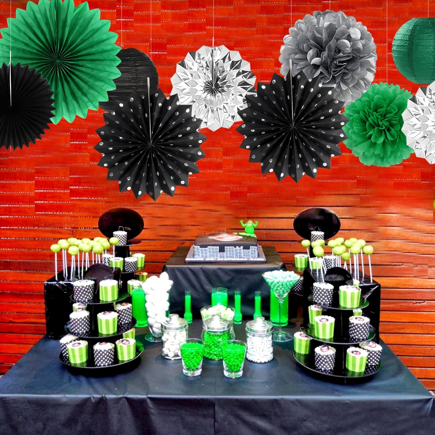 Hugtmr Black Green Silver Football Party Decorations 33pcs Set