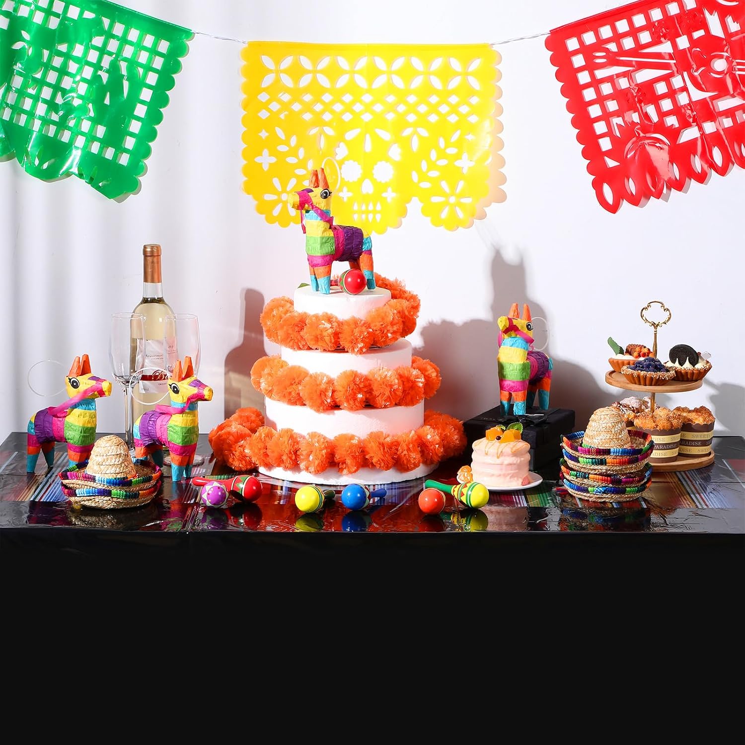 Hosuly Mexican Fiesta Tablecloth 54 x 108 In 10 Pcs