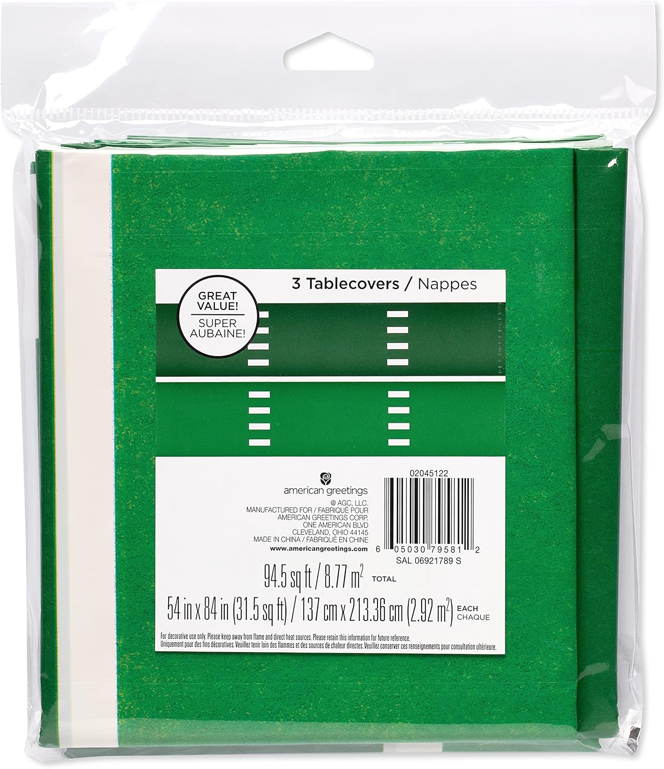 American Greetings Football Table Covers 3 Pack