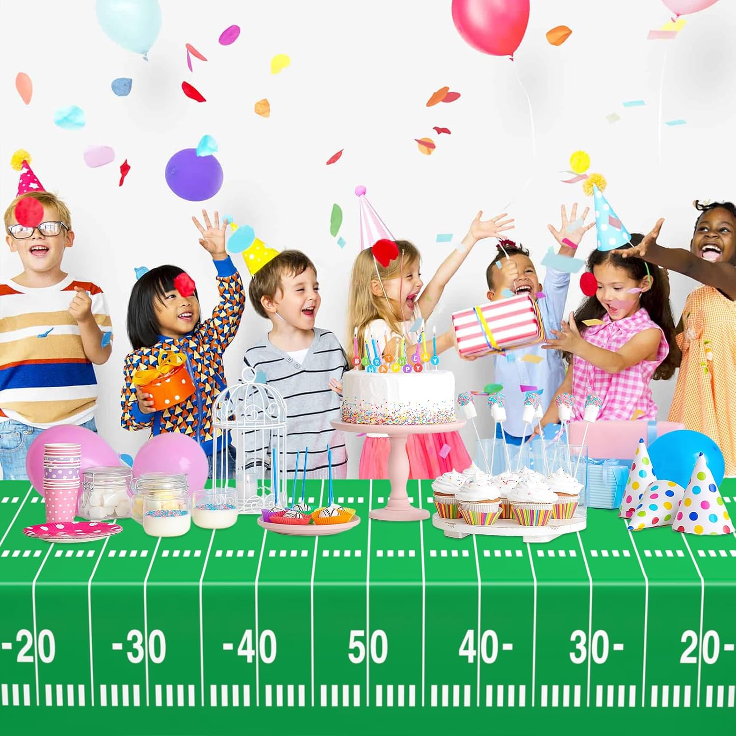 WNINK 2 Pack Football Tablecloths 54x108 Inch