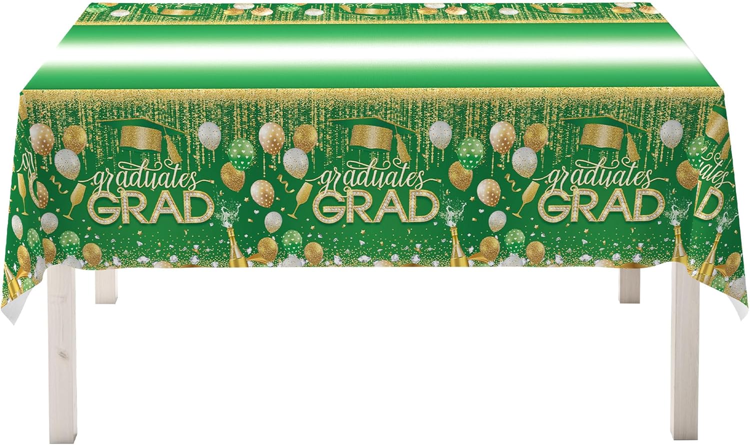 2025 Graduation Party Tablecover Kit - 2 Pcs Green Congrats Grad Tablecloths