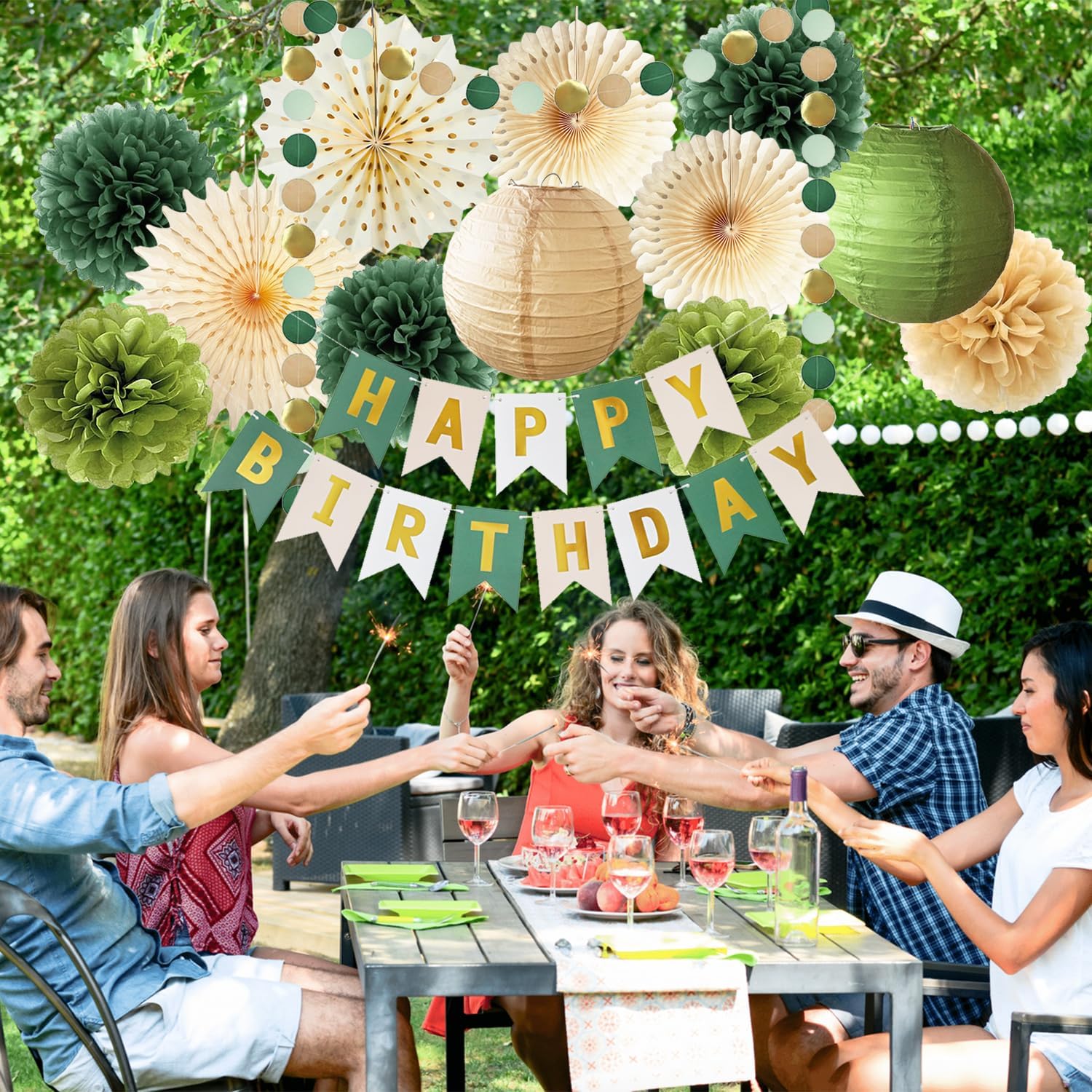 Olive Green Birthday Decorations Set