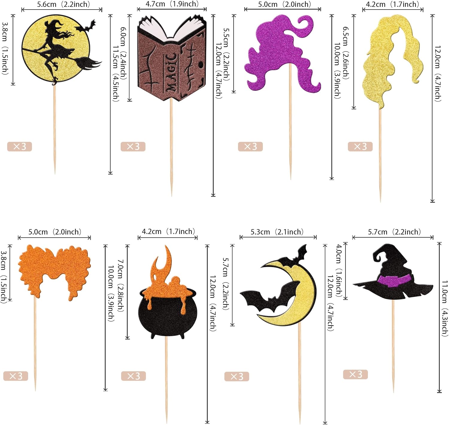 25 pcs Hocus Pocus Halloween Cupcake Toppers