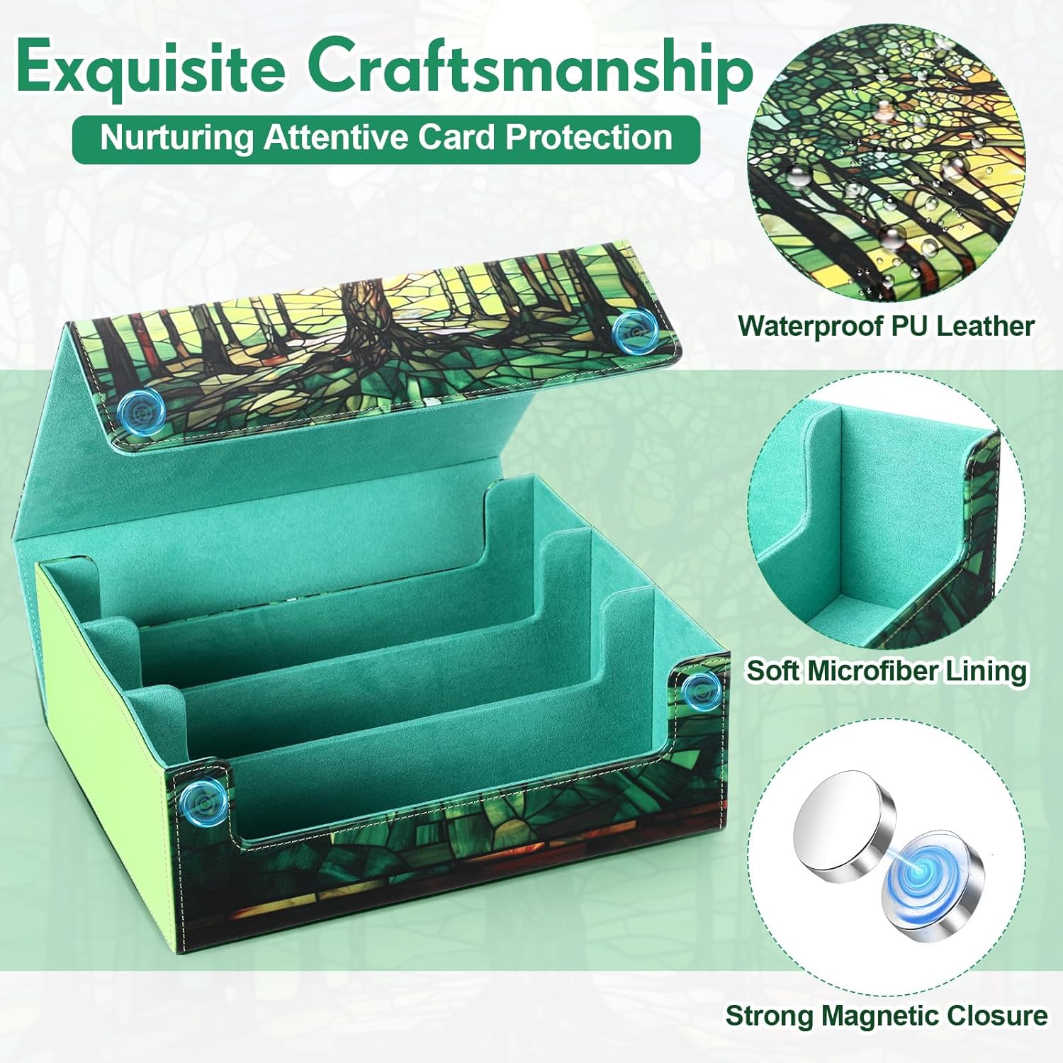 1800 PU Leather Card Storage Box with Magnetic Closure