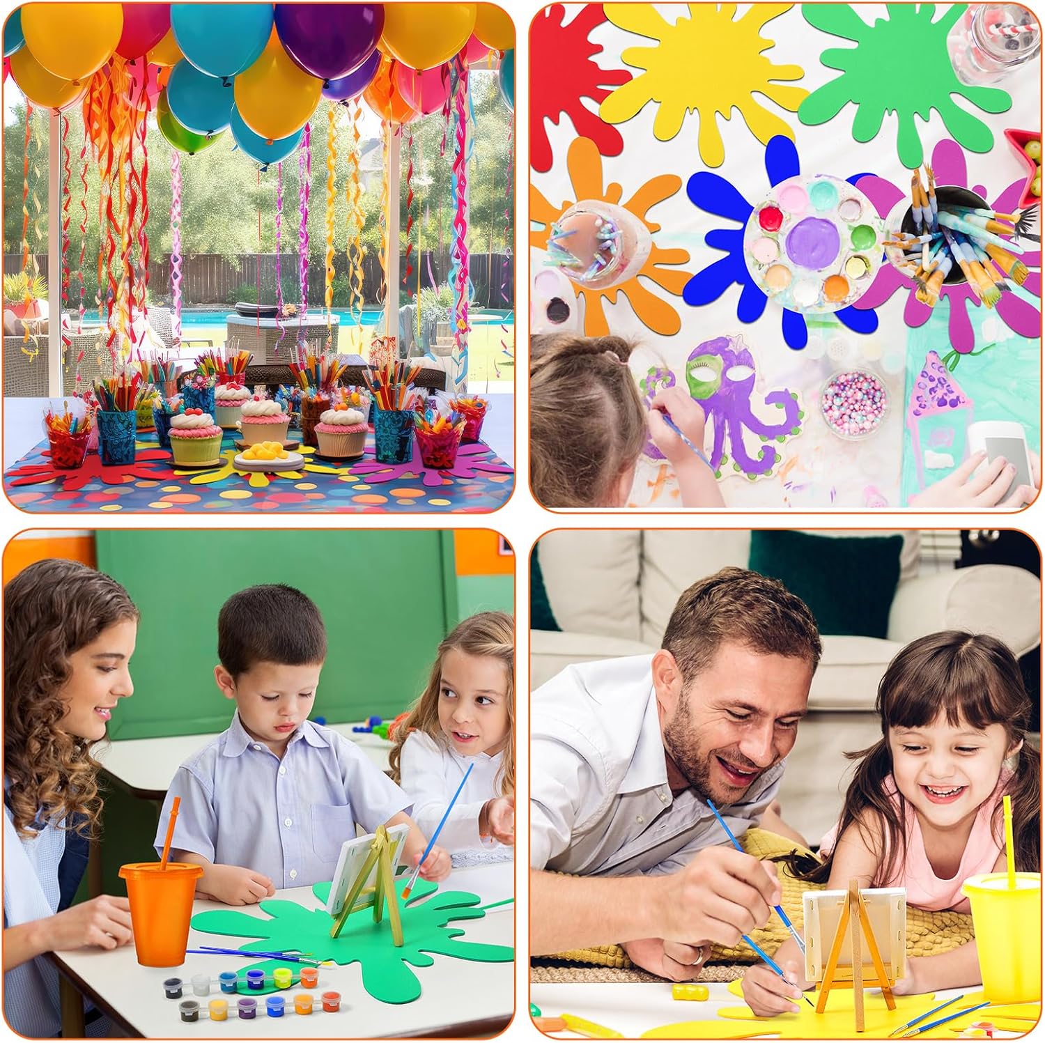 Tegeme 12 Pcs Rainbow Paint Splatter Felt Mats