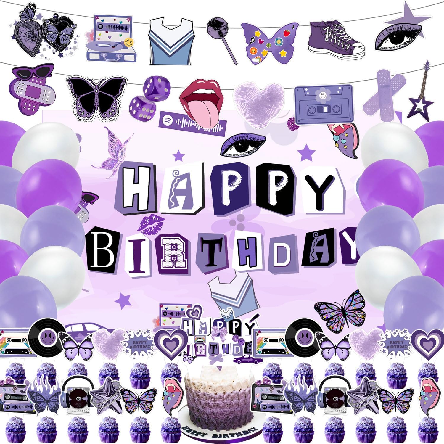 59 Pcs Pop Singer Birthday Party Supplies Set
