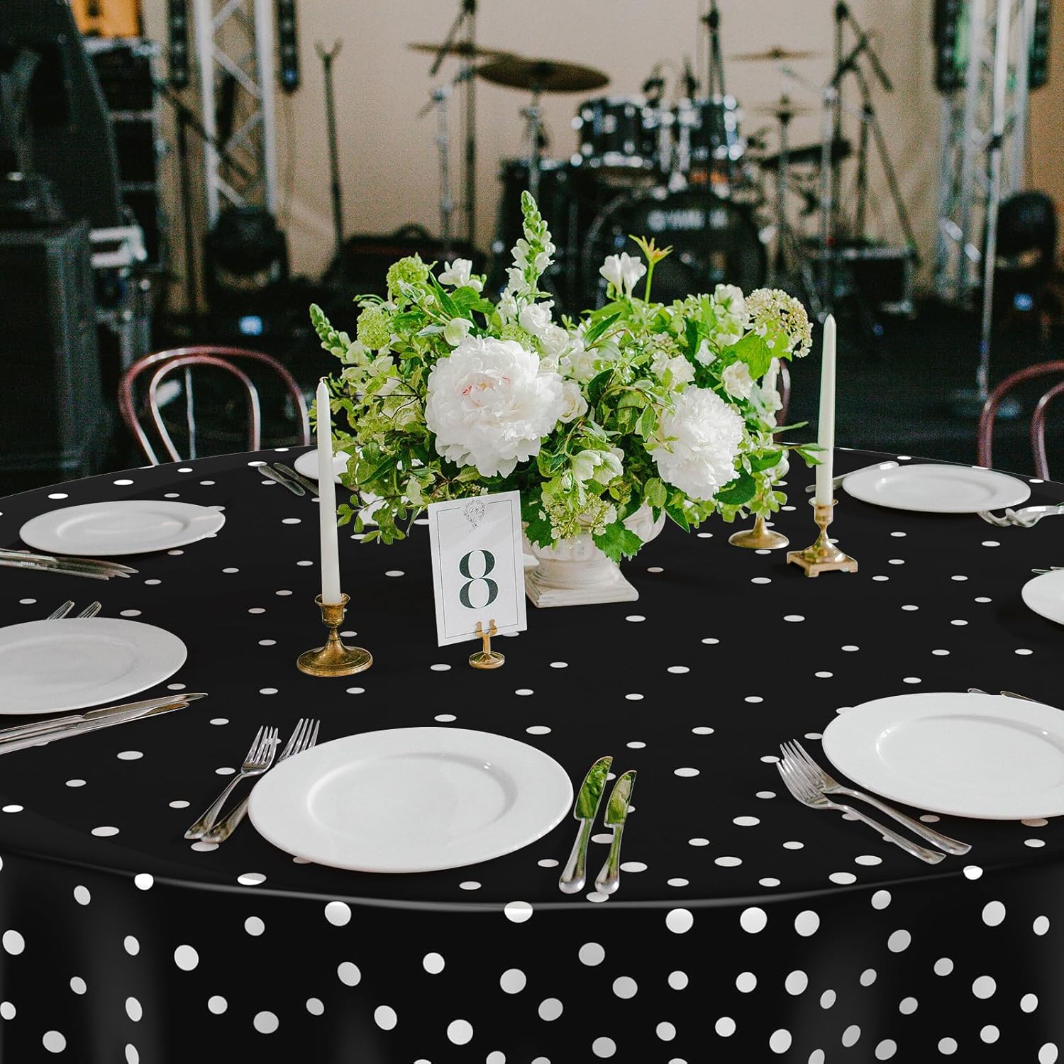Newwiee 84 Inch Round Dot Tablecloth Set of 3