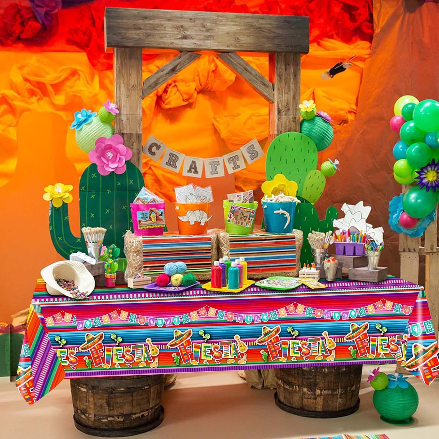 3 Mexican Fiesta Tablecloths 108x54 Inches Set
