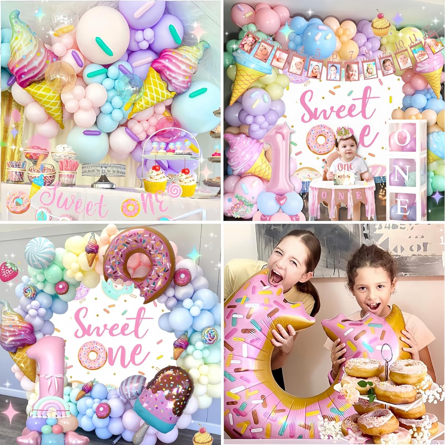 1st Birthday Decorations for Girl 128pcs Balloon Set