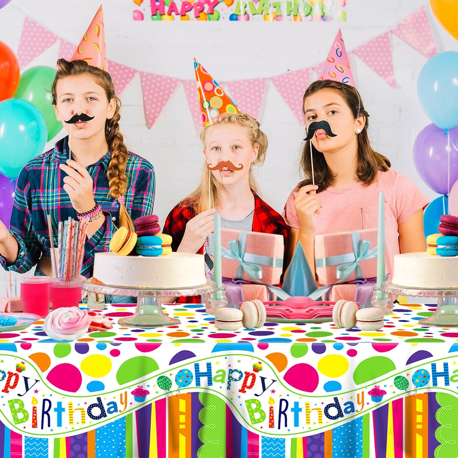 Adirasenotek 3Pcs Birthday Tablecloth Decorations