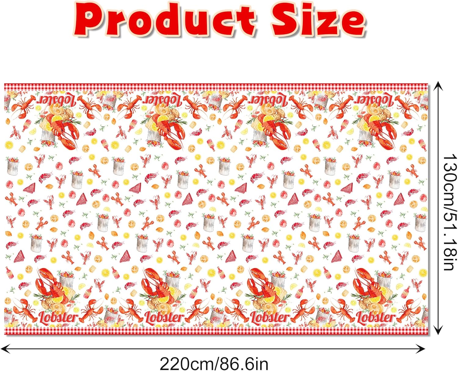 Lide Road 2Pcs Lobster Themed Tablecloth for Crawfish Boil Party