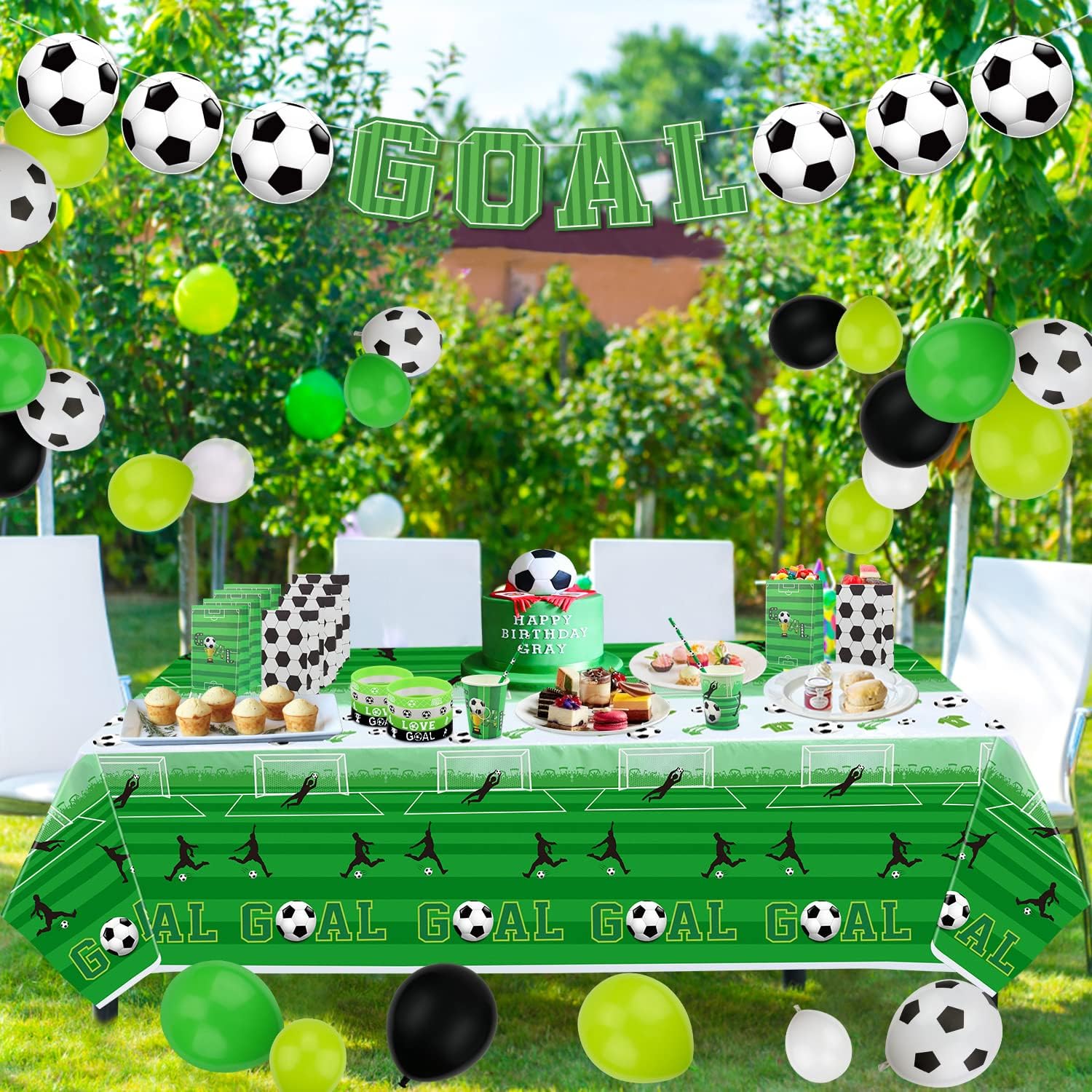 4 Pack Soccer Party Tablecloths - 51x106 Inches Disposable Cover