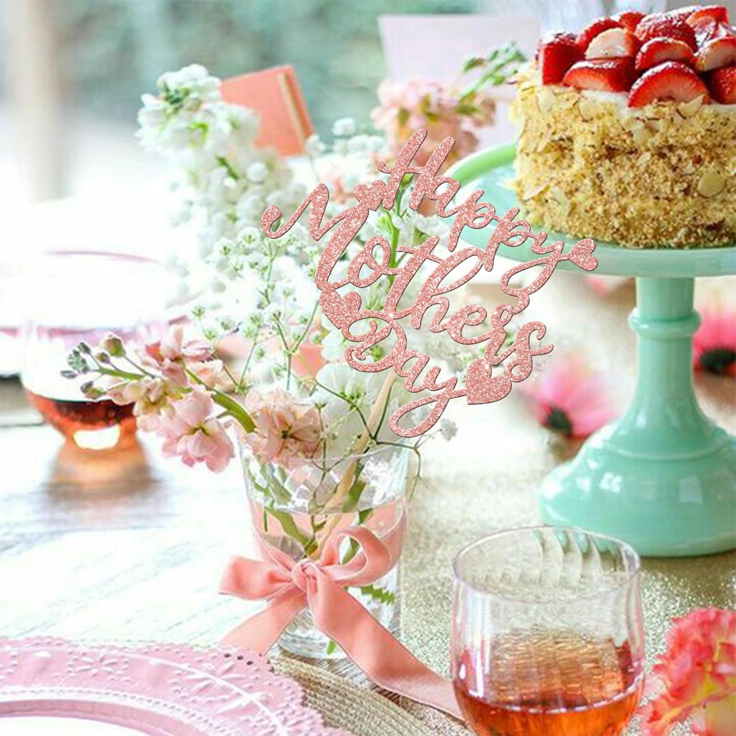 12 PCS Rose Gold Glitter Mothers Day Centerpieces
