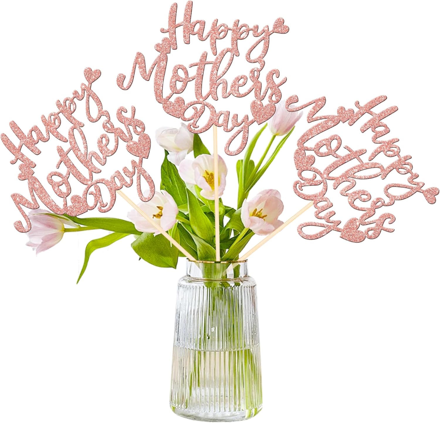 12 PCS Rose Gold Glitter Mothers Day Centerpieces
