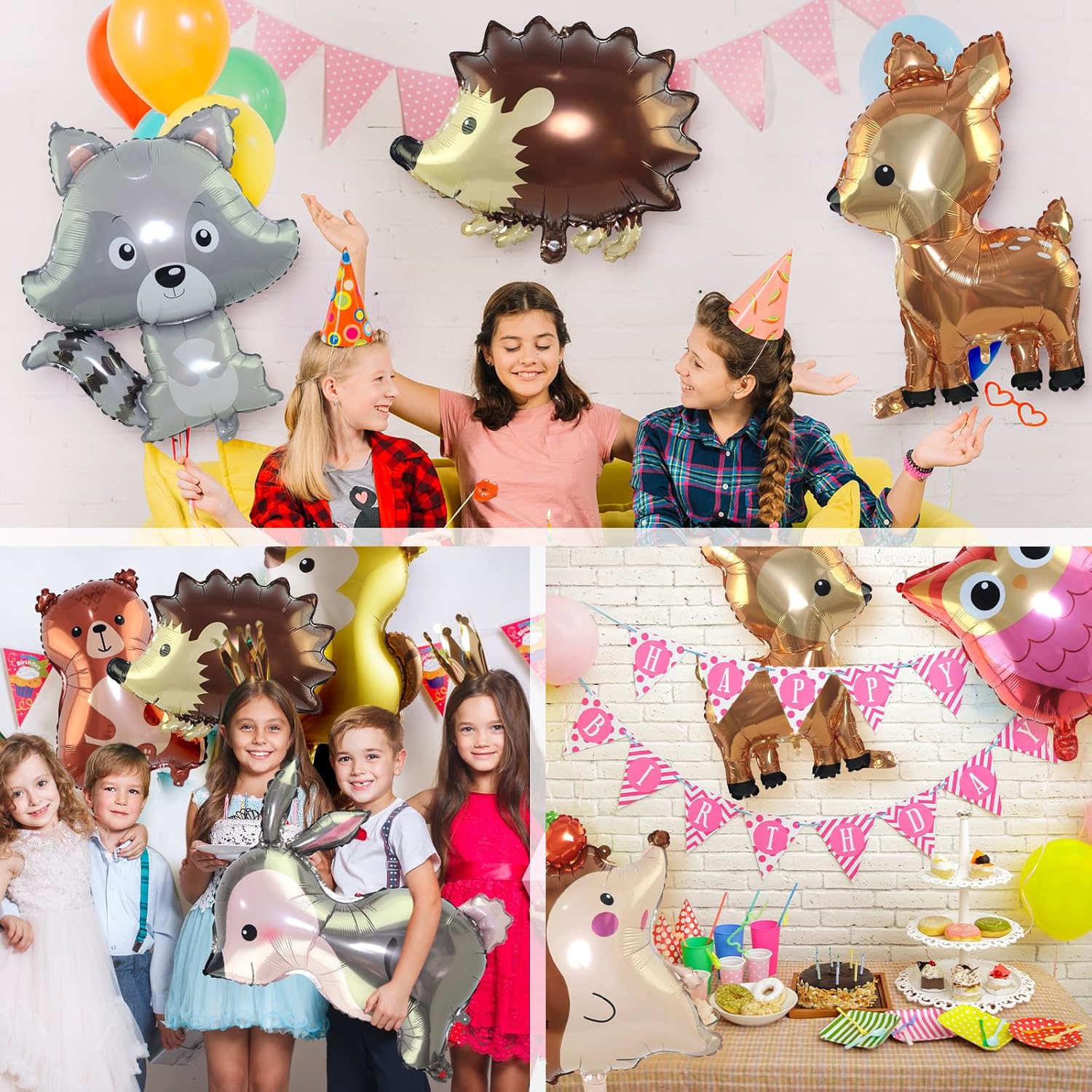 9pcs Jumbo Woodland Animal Balloon Set for Baby Shower and Birthday Party
