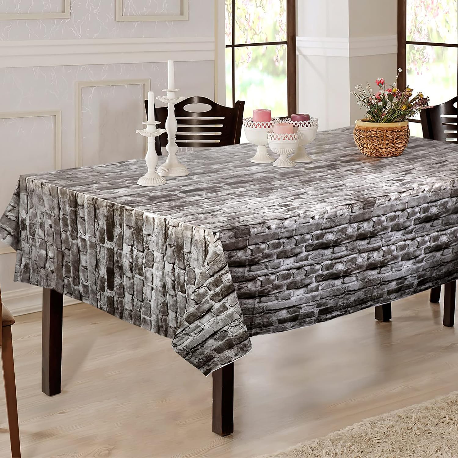 PHOGARY 2 Pack Brick Tablecloths for Christmas Party