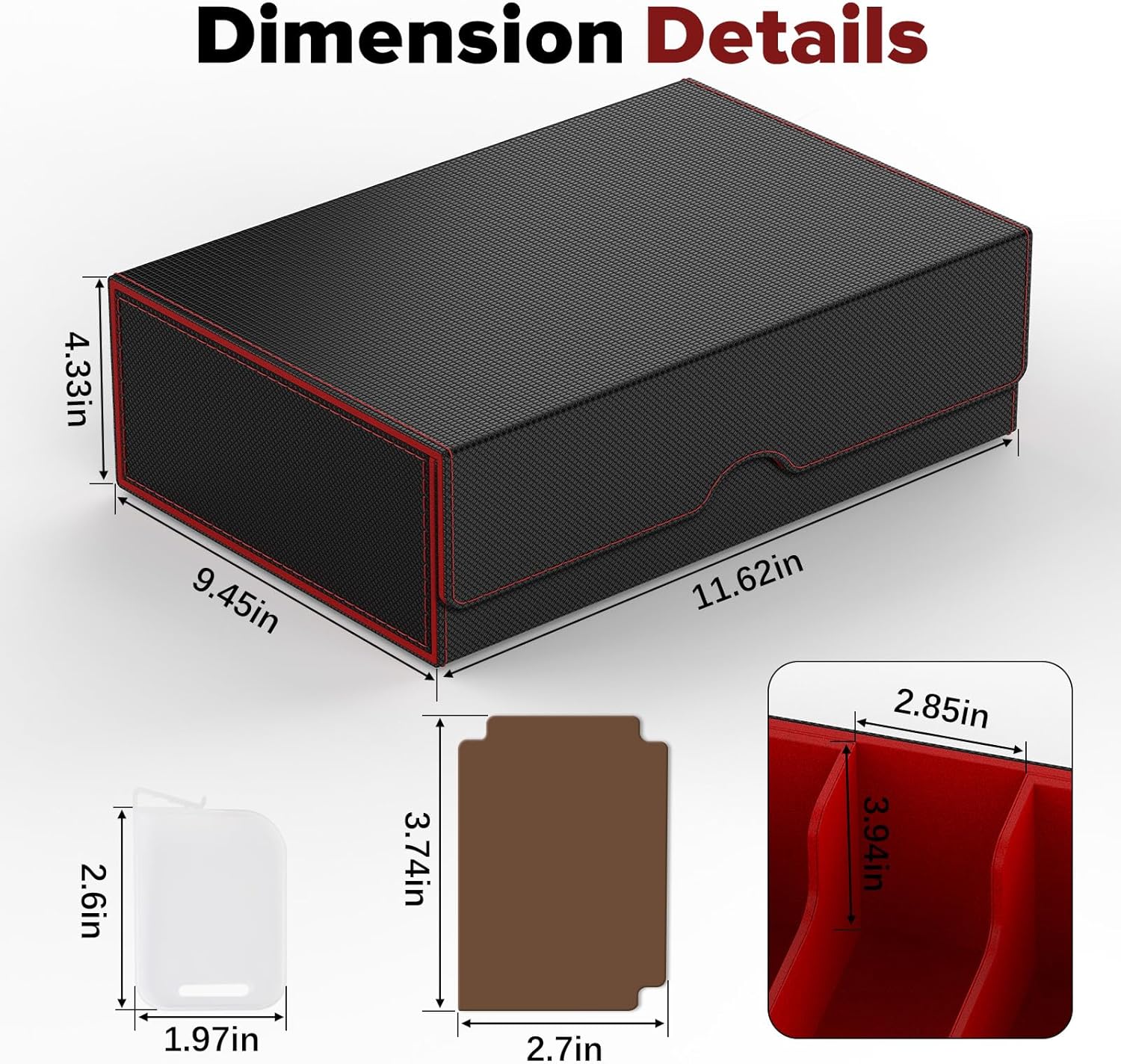 Gomyrod Card Deck Case for 1800 Sleeved Cards Black Red
