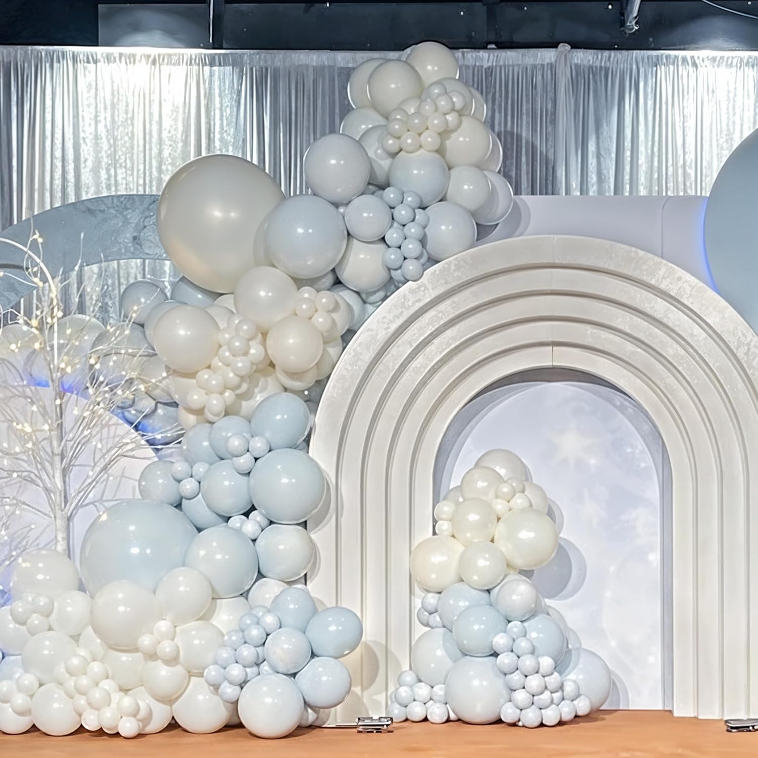 Pastel Blue White Balloons Set 35PCS 12 Inch for Parties