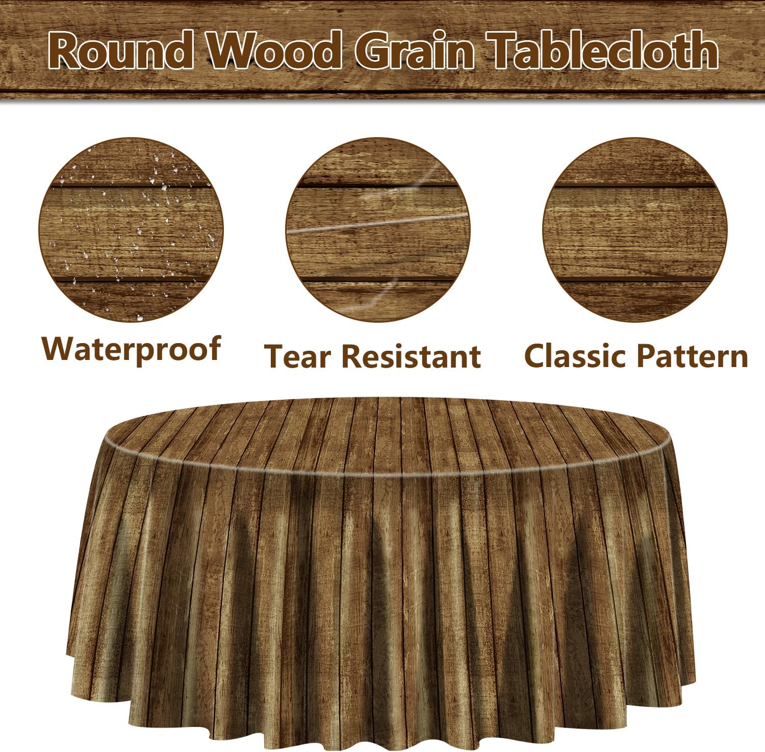 9 Pcs Wood Grain Tablecloths for Western Party Decorations