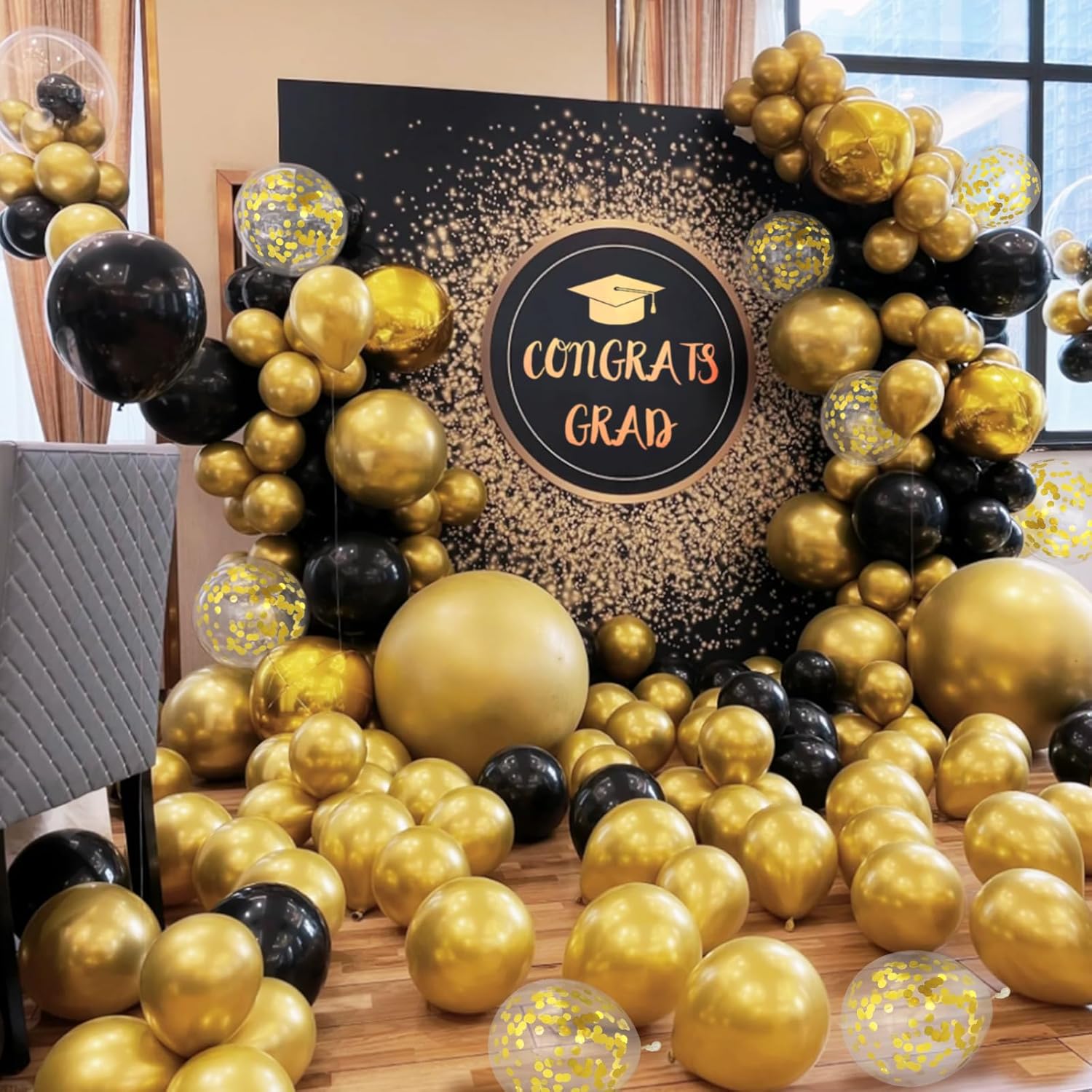 100pcs Black and Gold Balloons 12 Inch Metallic Party Decor