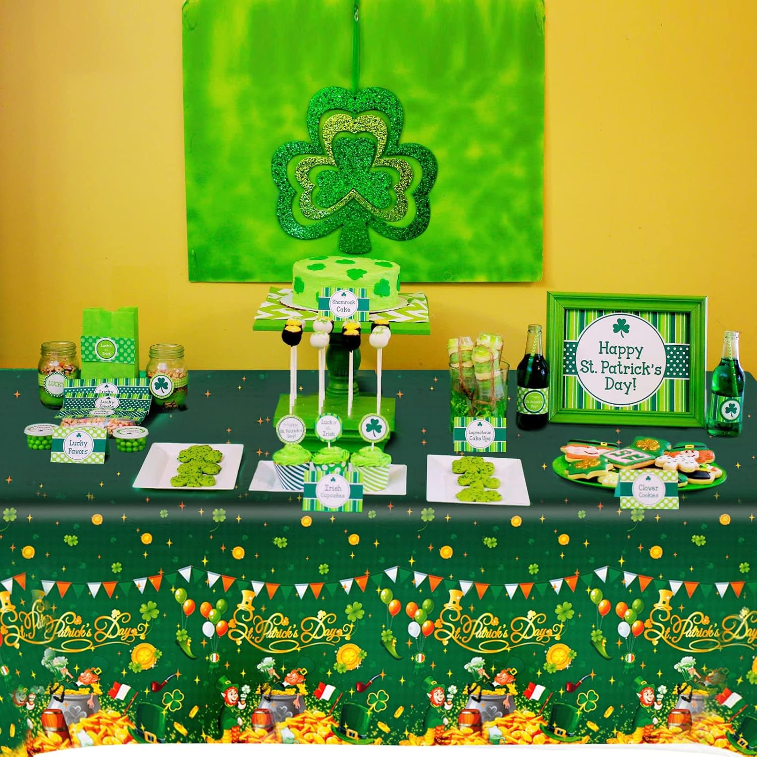 HOWAF 3pcs St Patricks Day Table Cover Set