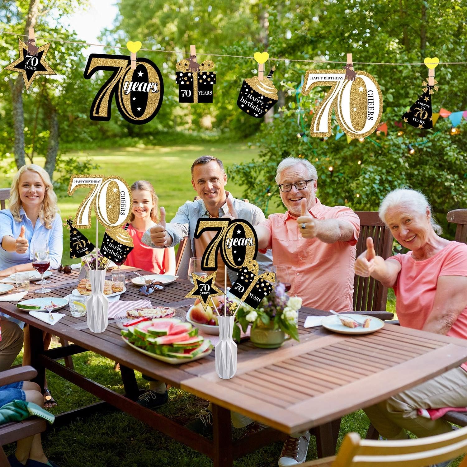 Blulu 70th Birthday Decor Centerpiece Set 24 Pieces