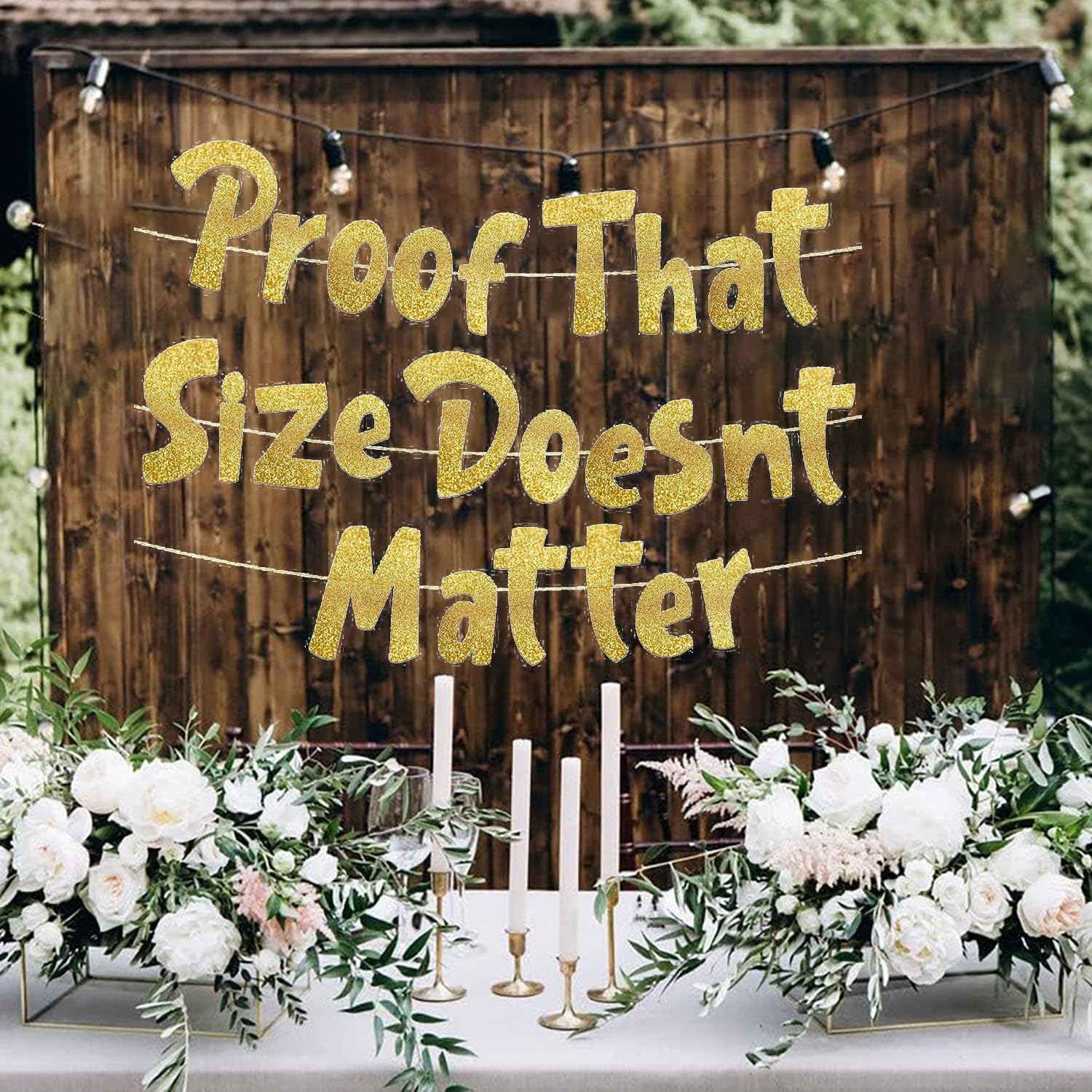 Proof That Size Doesnt Matter Gold Glitter Banner